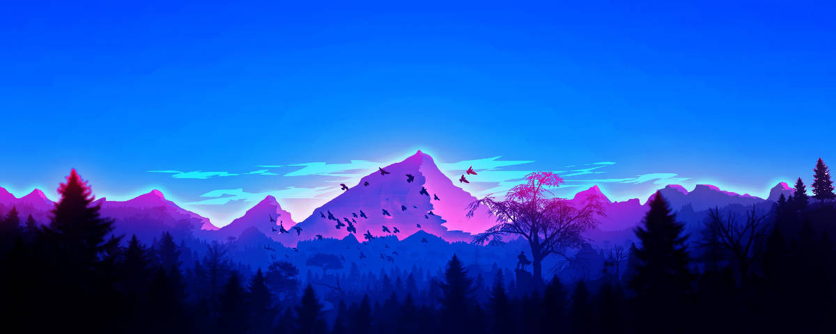 1200x480 Munți Neon Mov Fundal
