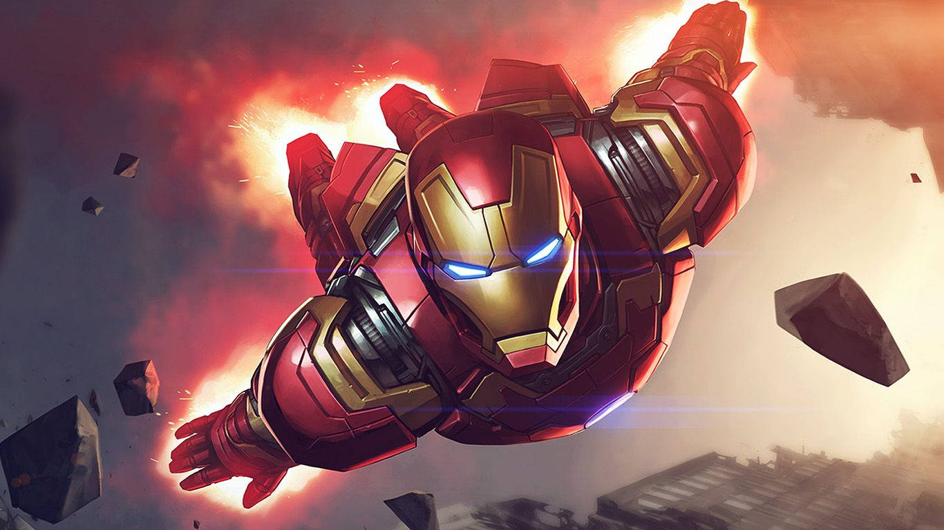 1366 x 768 Marvel Ironman în zbor Fundal