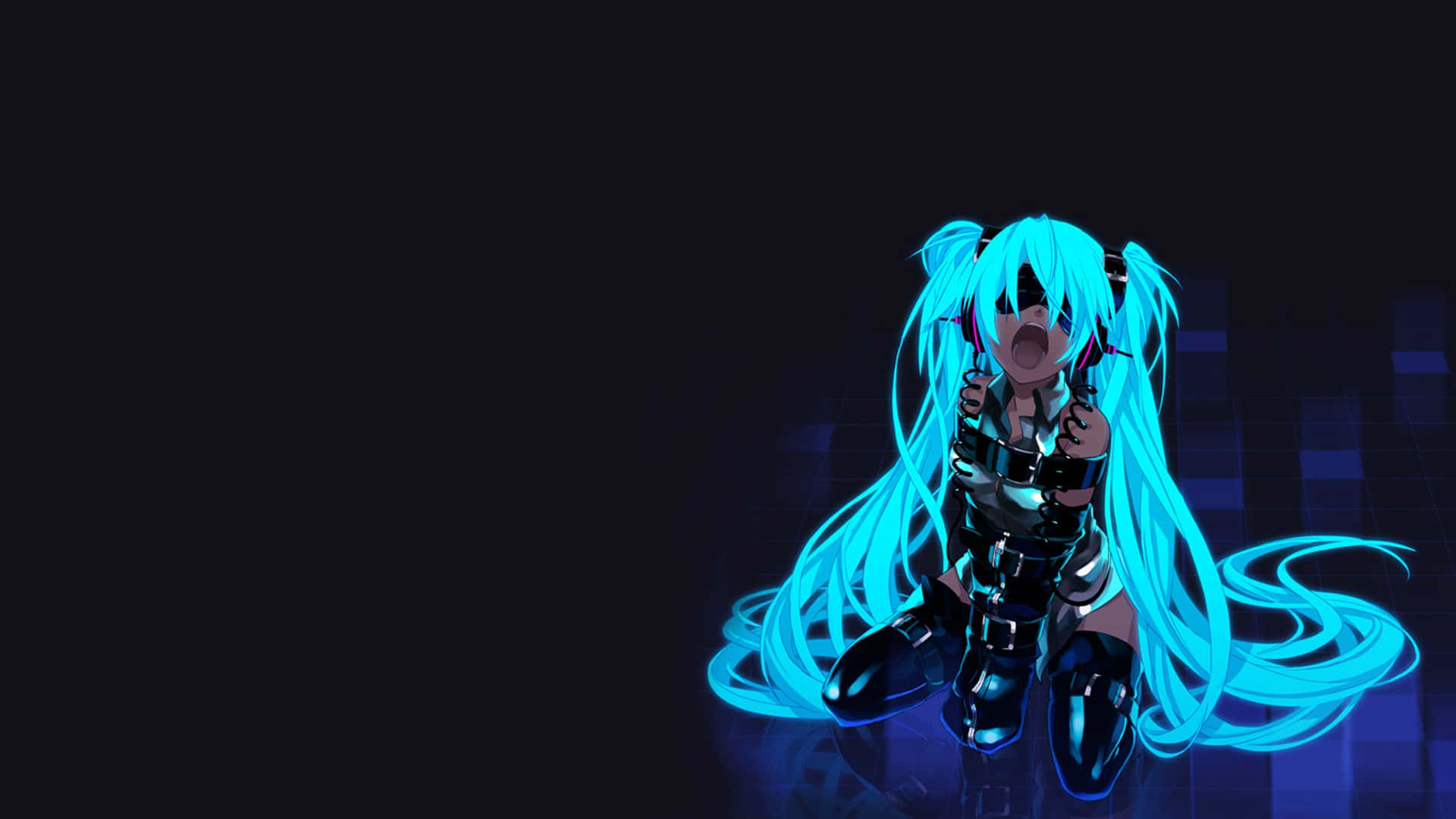 1920x1080 Anime Hatsune Miku Albastru Luminescent Fundal