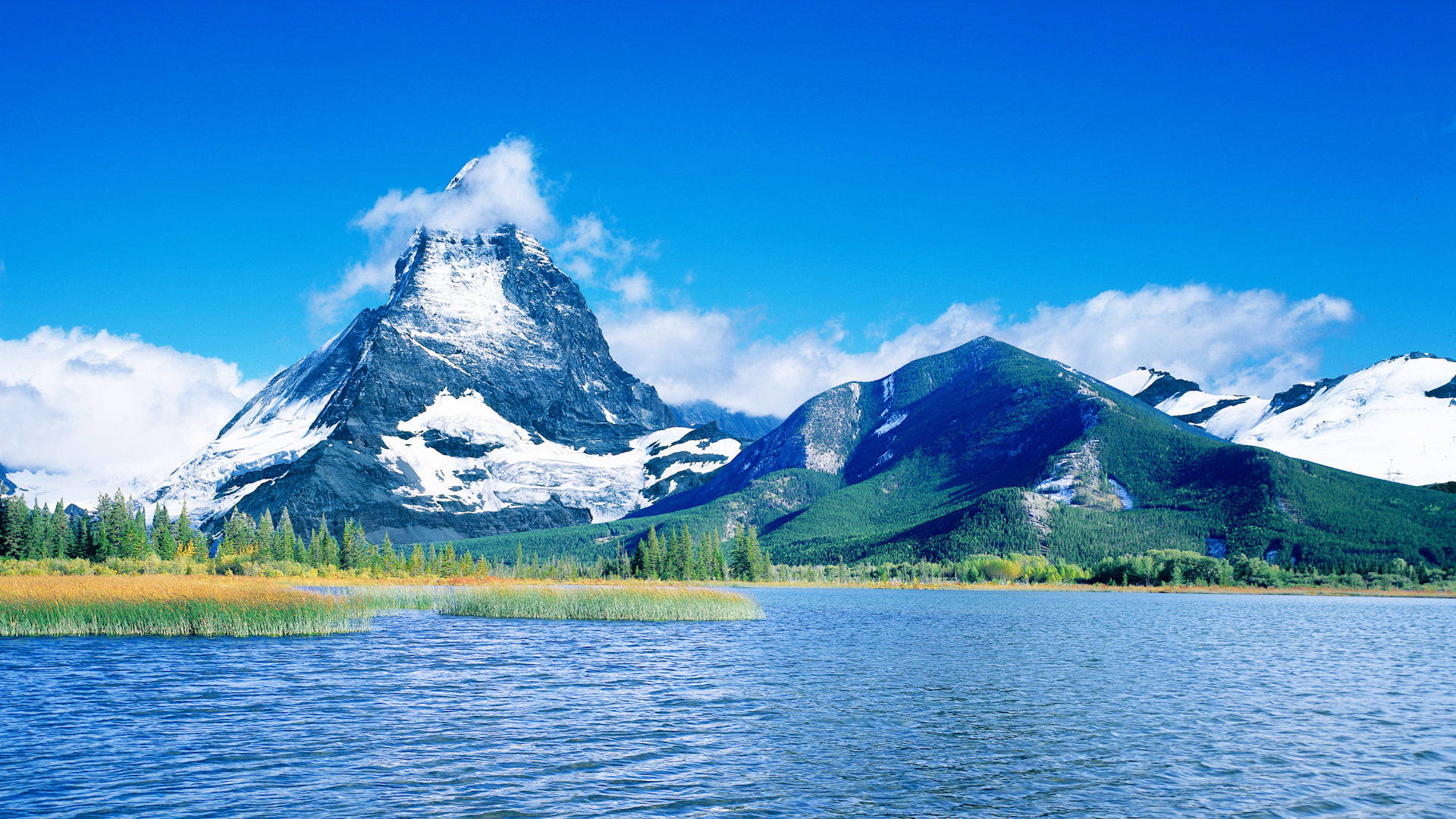 1920x1080 Full HD Natură Lac și Munți Fundal