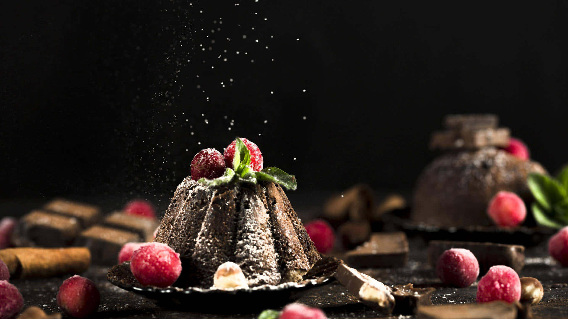 1920x1080 Fundal Deserturi Prăjitură Bundt de Ciocolată Fundal