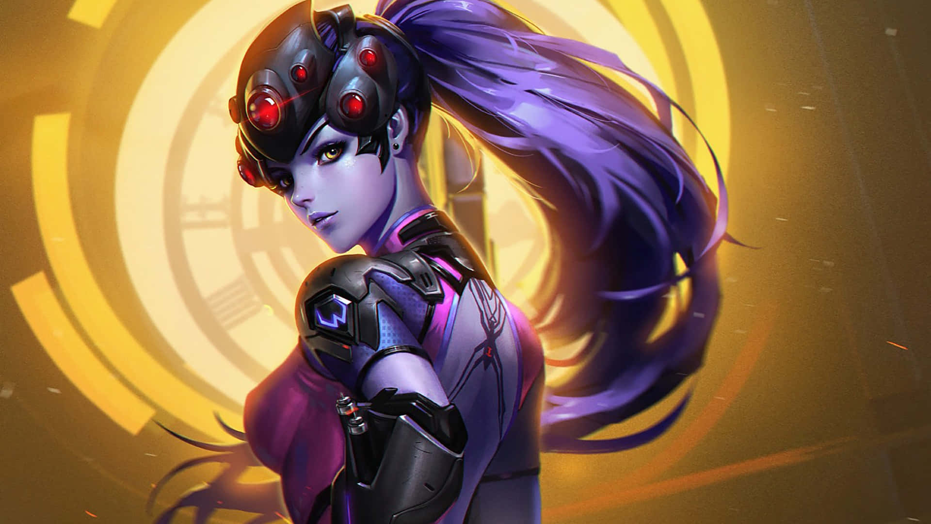 1920x1080 Overwatch Widowmaker Fundal Violet Fundal