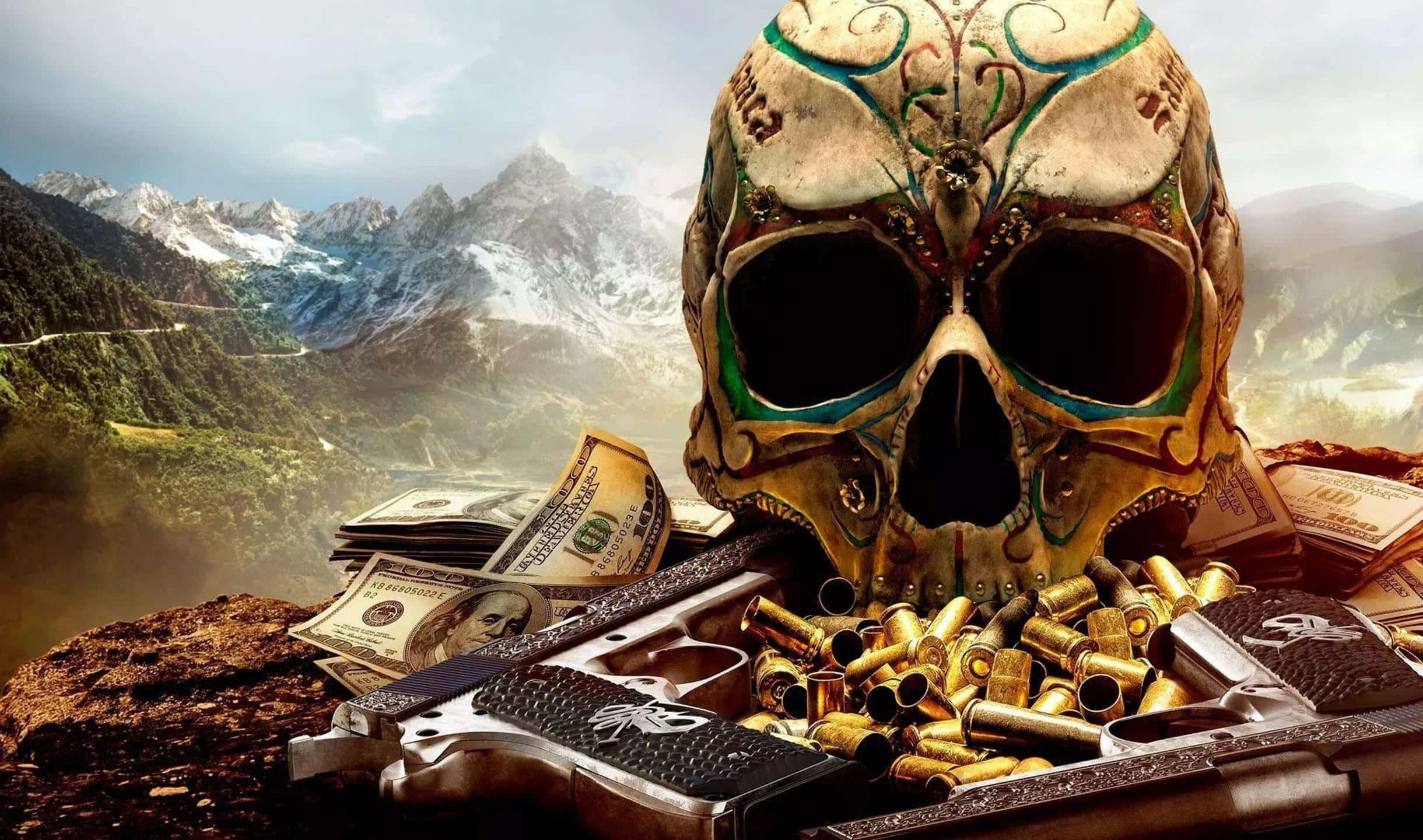 2440x1440 Ghost Recon Wildlands Fundal cu Craniu și Gloanțe Fundal