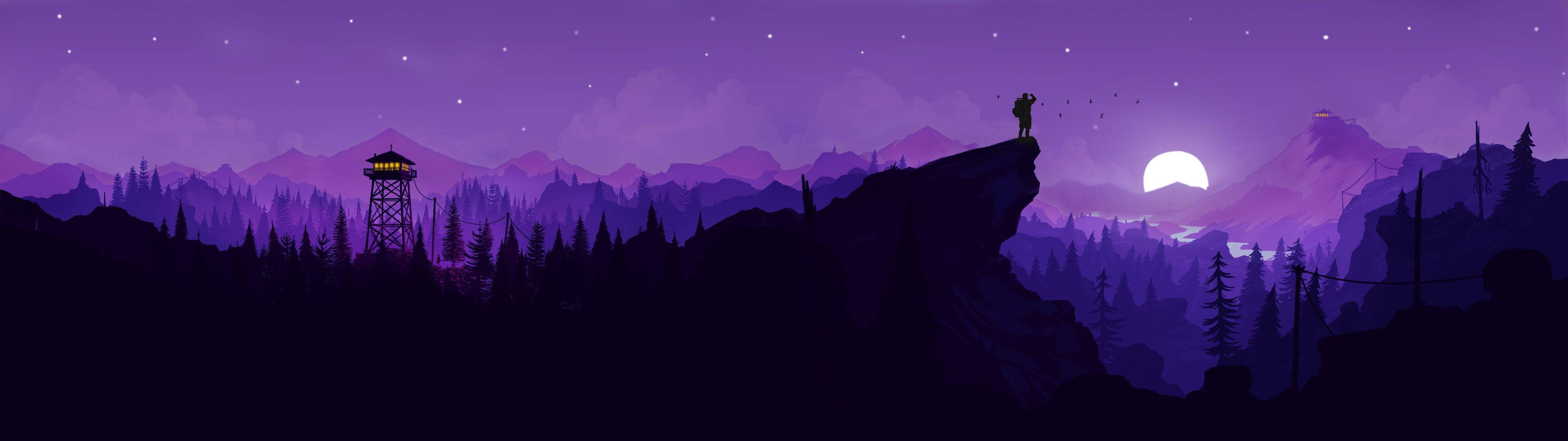 3840x1080 4K Munți Purpurii Fundal