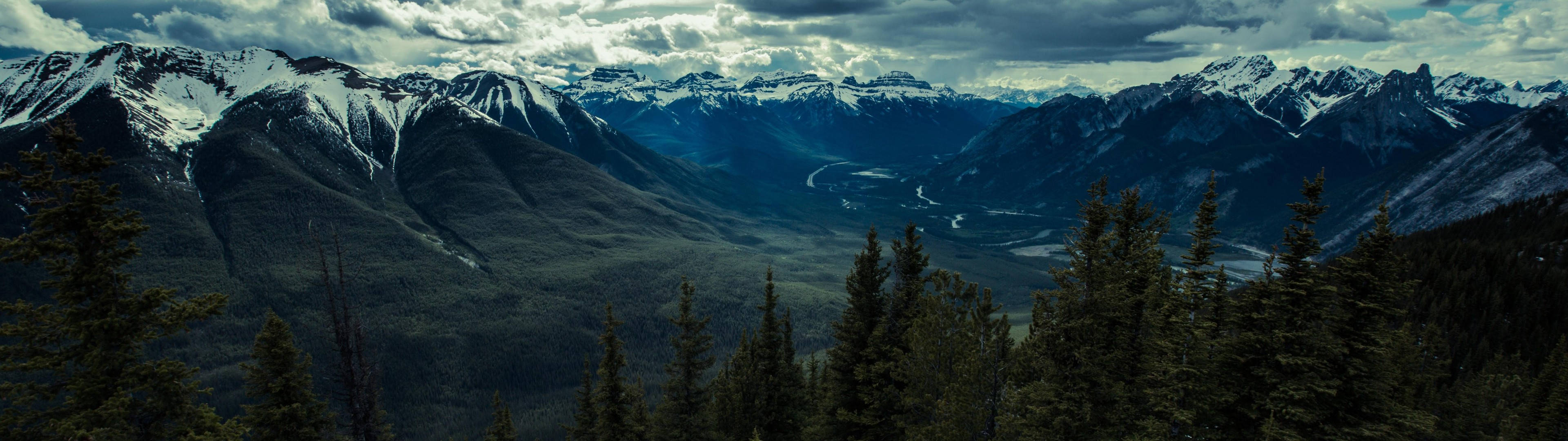 3840x1080 HD Munte pe Două Monitoare Fundal
