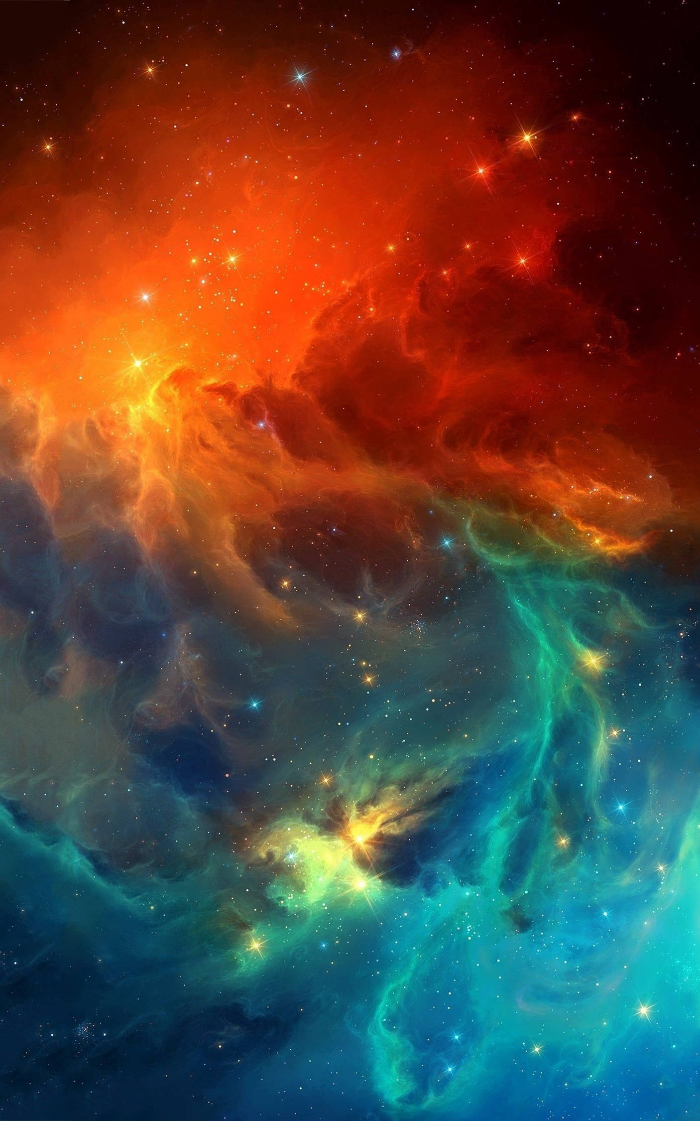 4K Android Nebuloasă Albastră Roșie Fundal