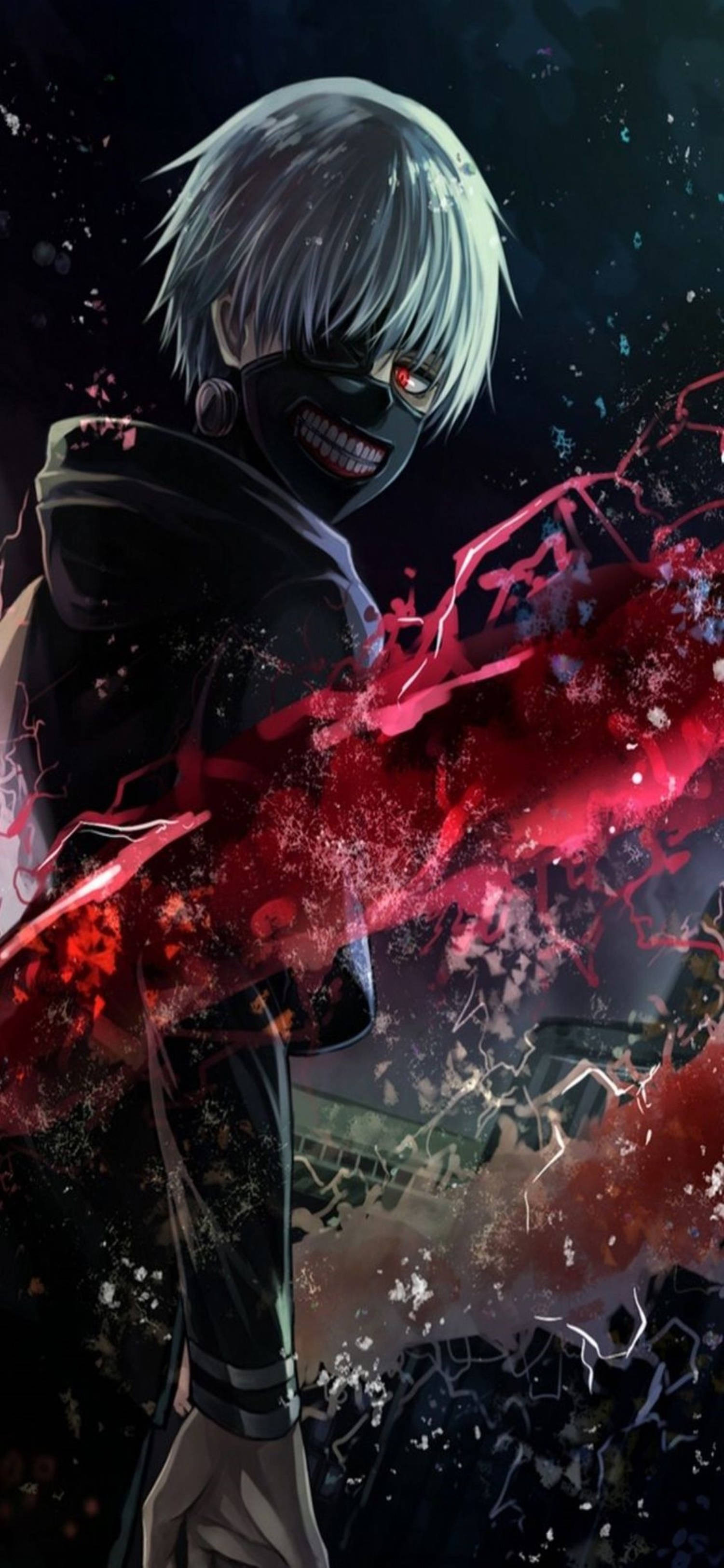 4K Anime iPhone Tokyo Ghoul Mână Roșie Fundal