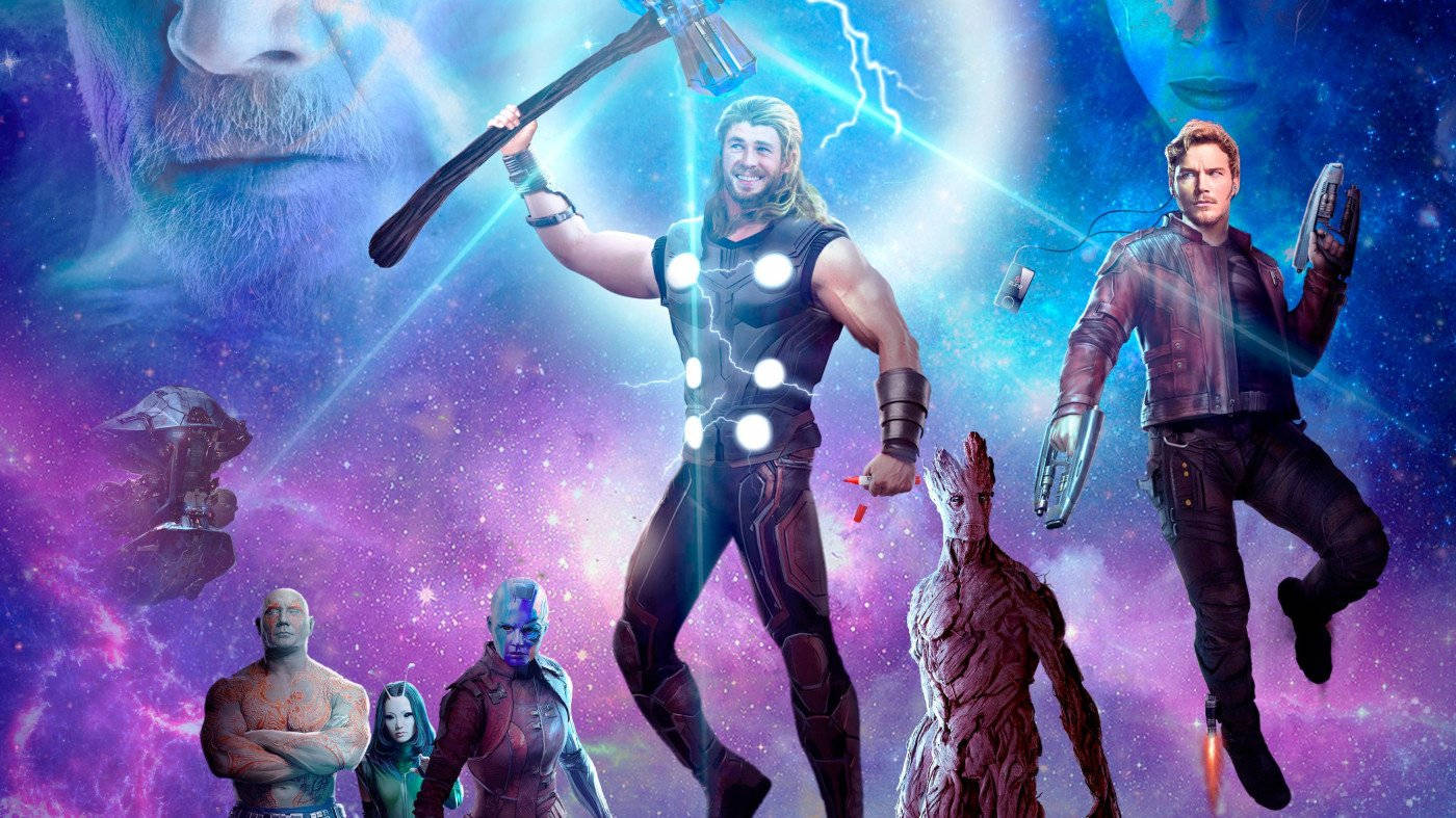 4K Gardienii Galaxiei cu Thor Fundal