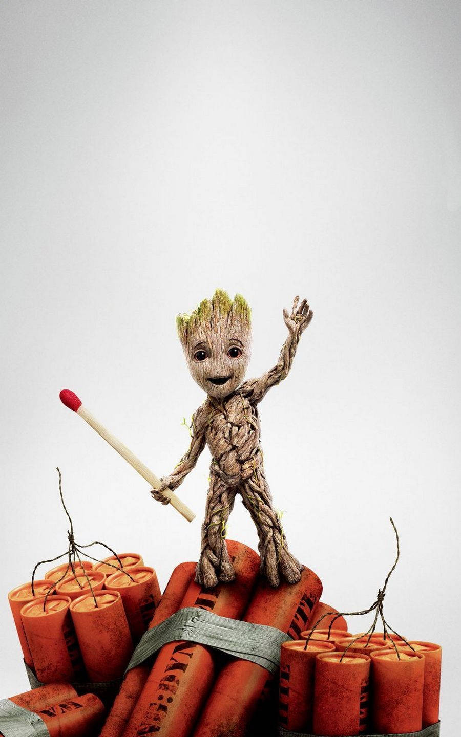 4K Gardienii Galaxiei cu Baby Groot peste dinamite Fundal