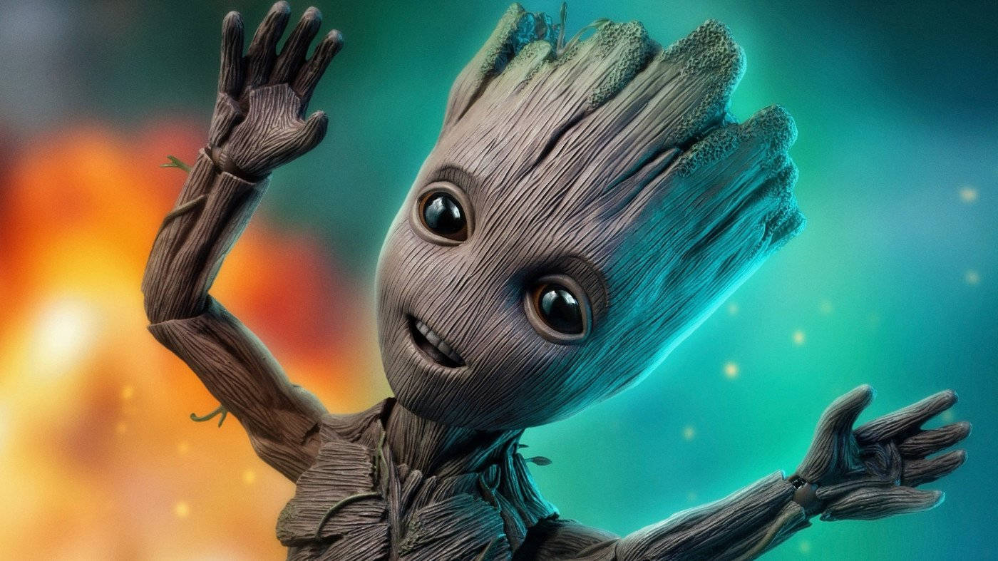 4K Gardienii Galaxiei Bebeluș Groot căzând Fundal