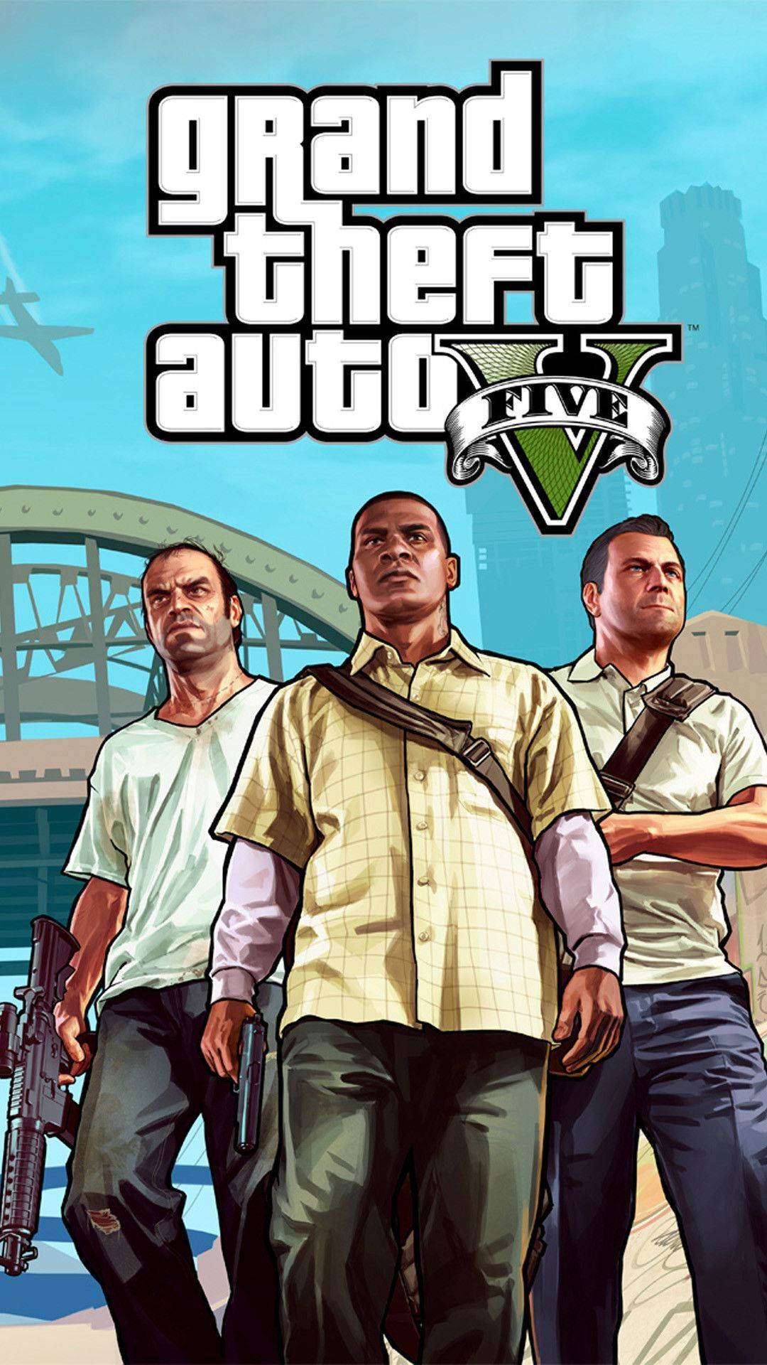 4K GTA 5 Trevor Franklin Michael Fundal de Telefon Fundal