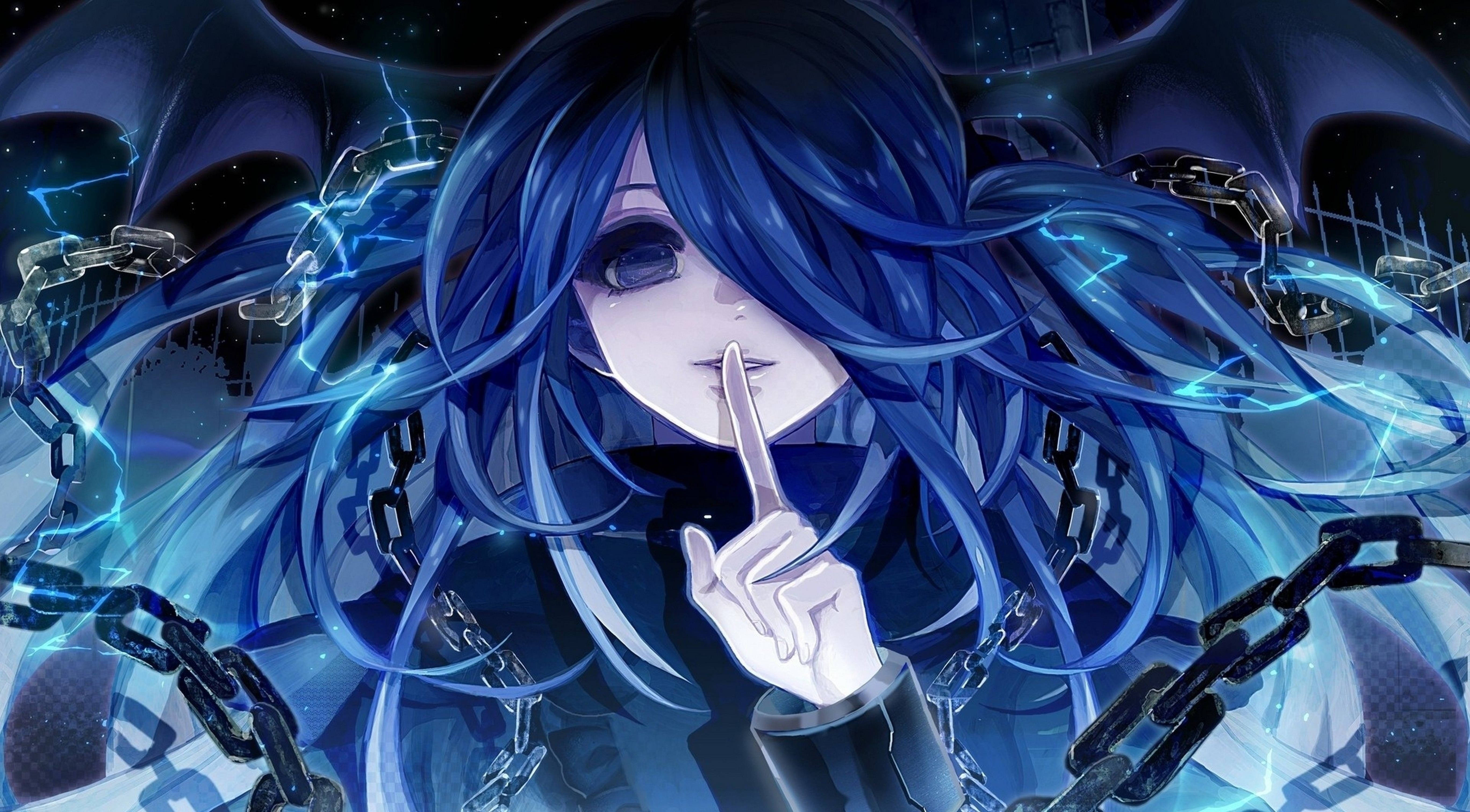 4K PFP Fata Anime cu Lanțuri Negre Fundal