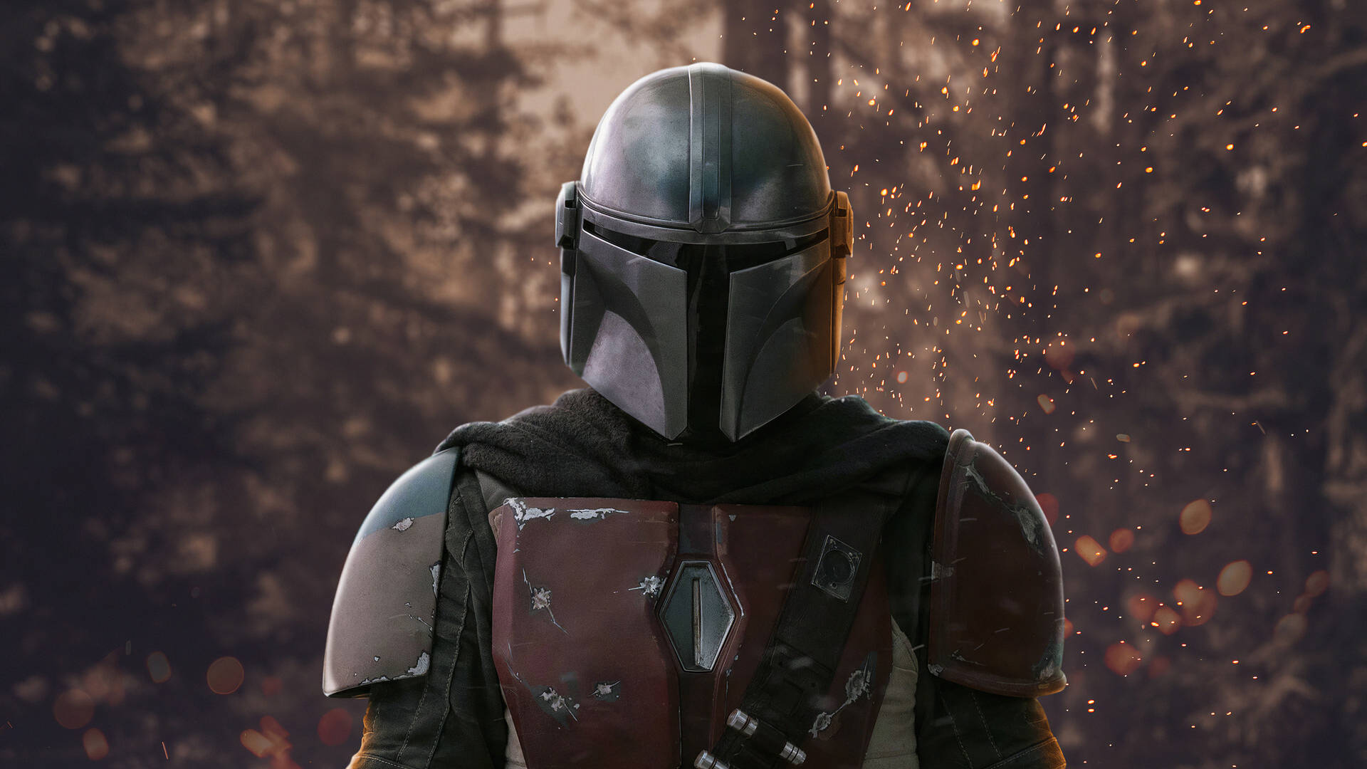 4K The Mandalorian Boba Fett în Pădurea Întunecată Fundal