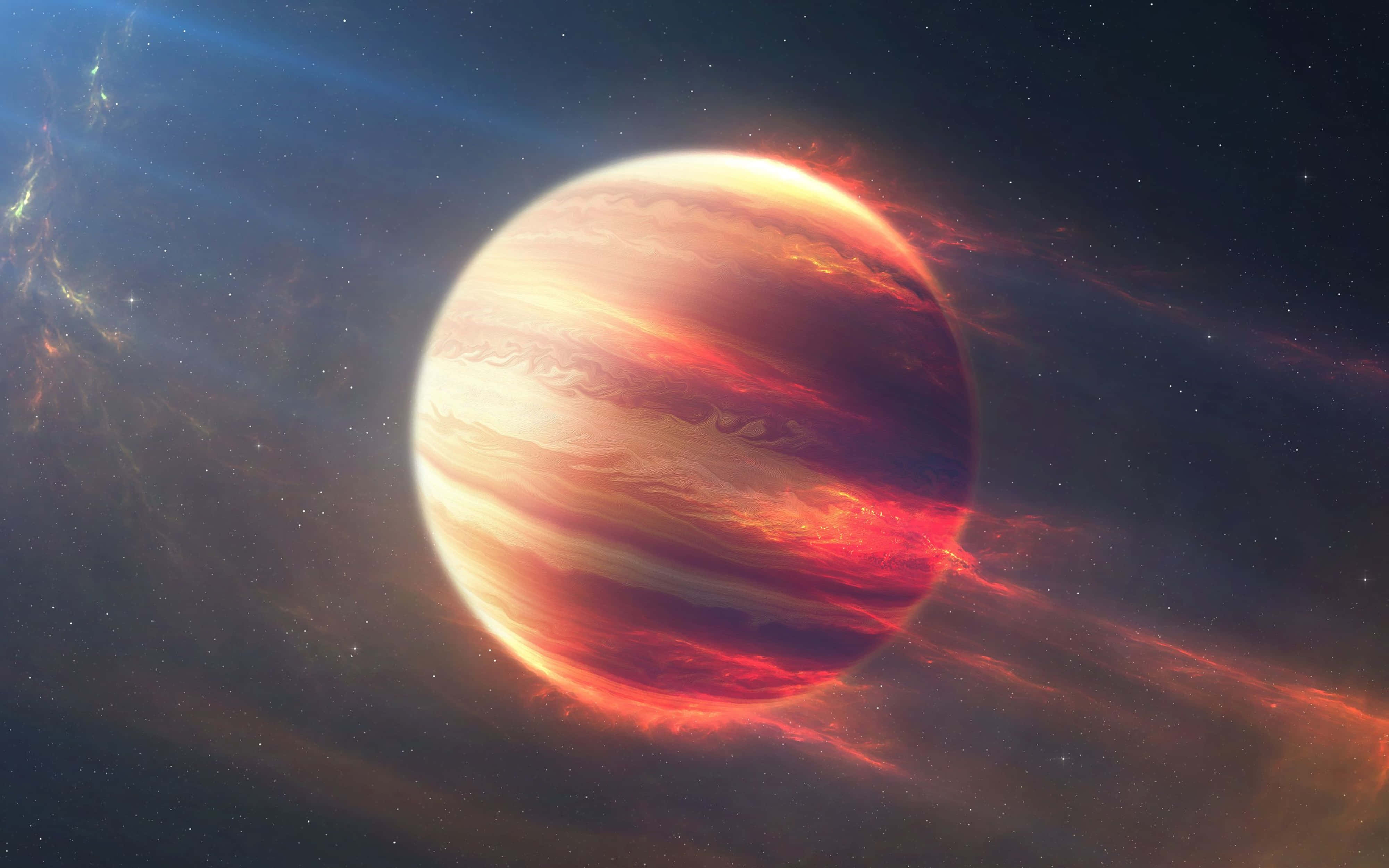 4K Univers Jupiter în Flăcări Fundal