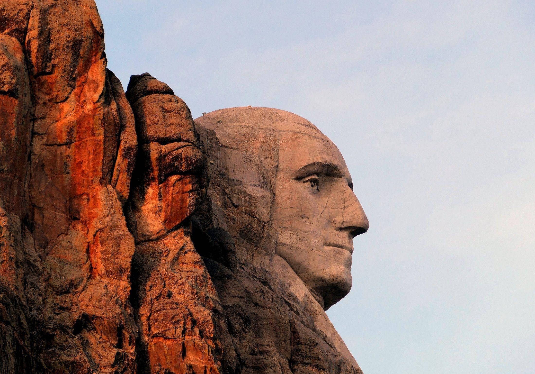 Abraham Lincoln din Mount Rushmore în Ora de Aur Fundal