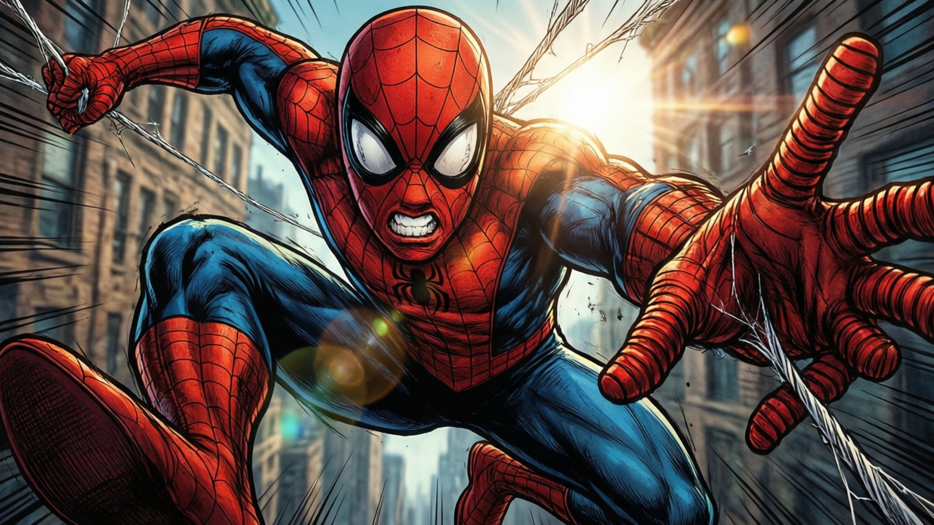 Acțiune din zbor cu Spider-Man Fundal