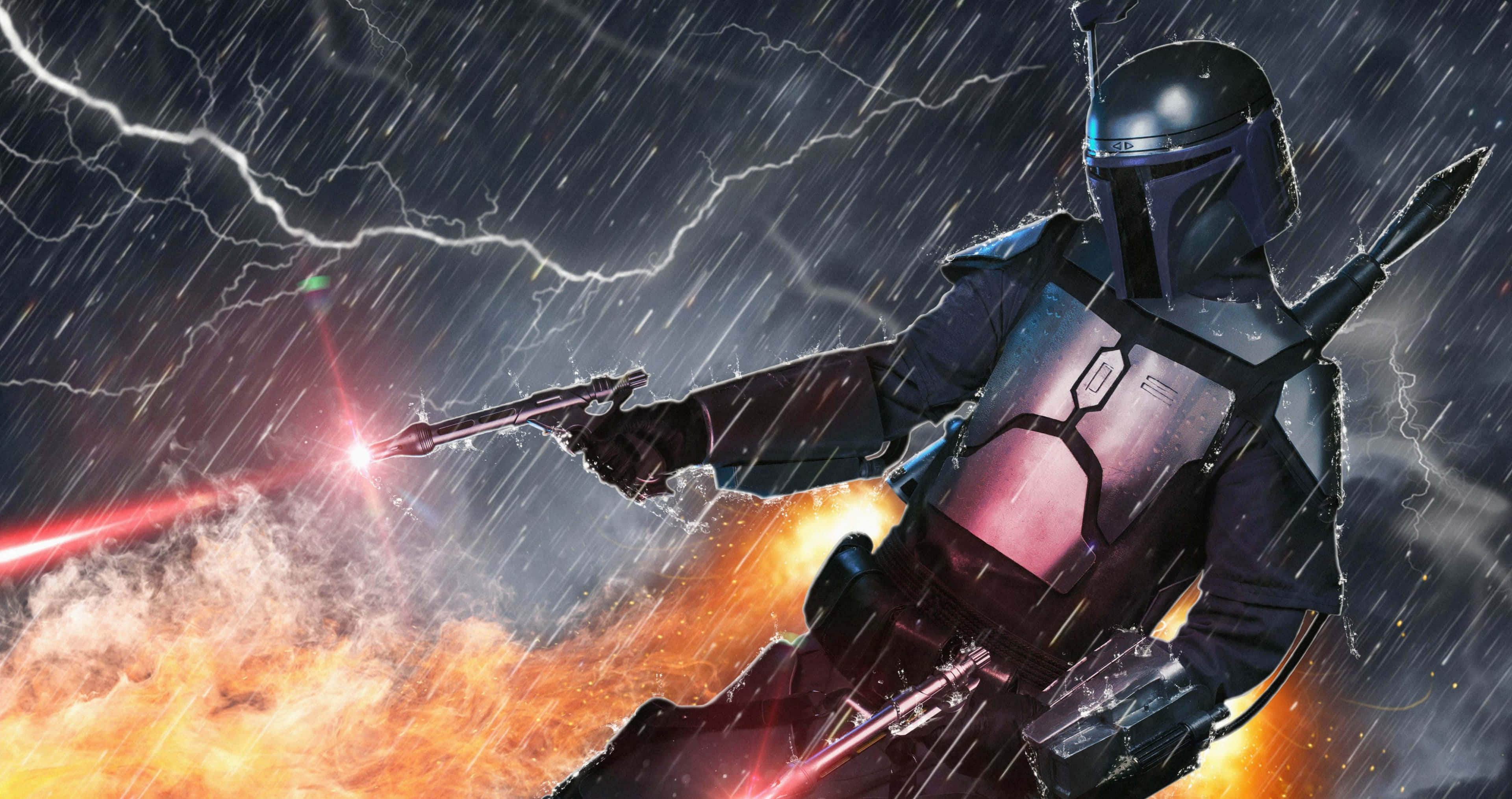 Acțiune The Mandalorian Ploai Explozie Fundal