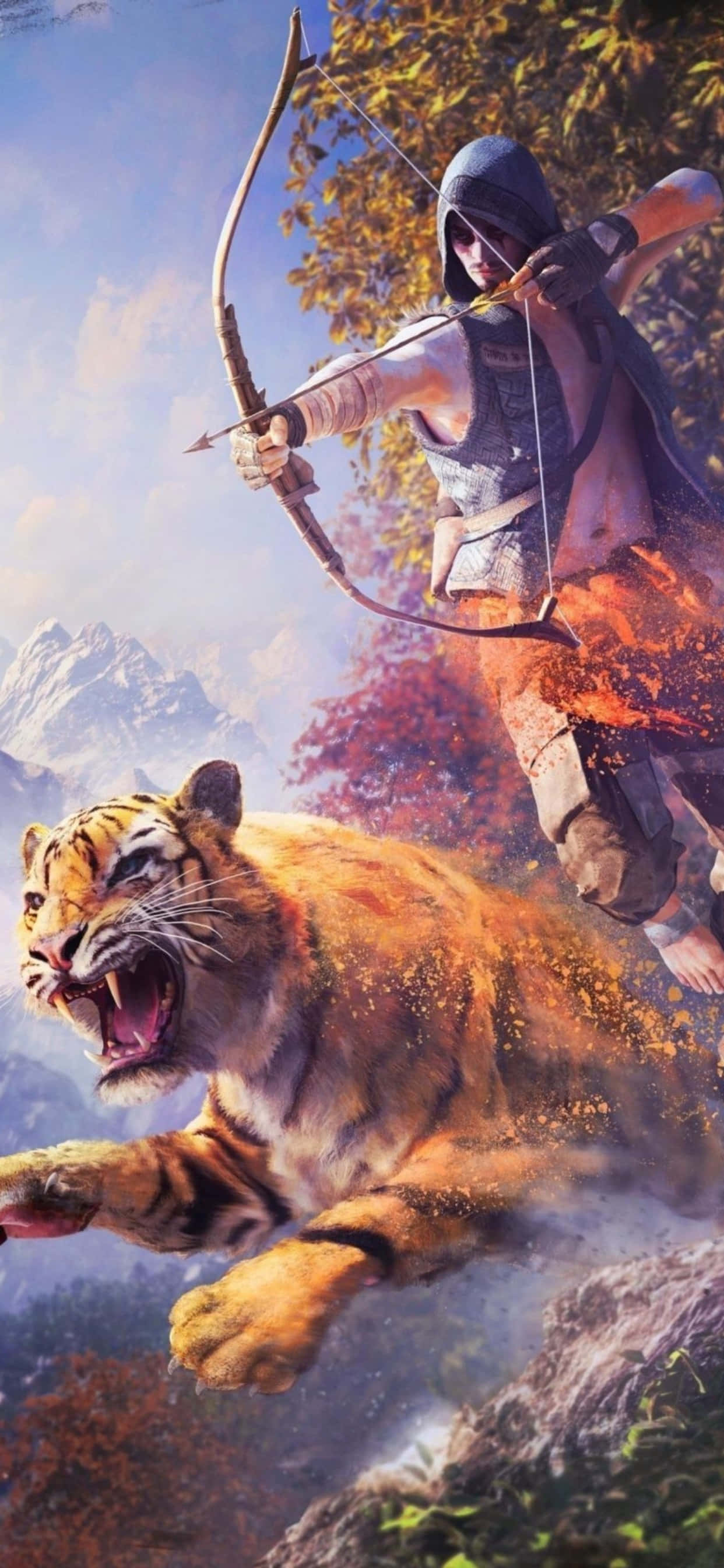 Admiră peisajele frumoase și viste captivante în timp ce explorezi și joci Far Cry 4 pe iPhone Xs Max. Fundal