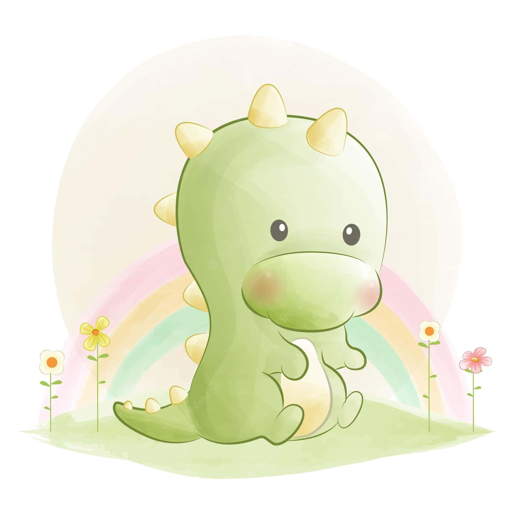 Adorabil dinozaur care cutreieră prin pădure colorată Fundal