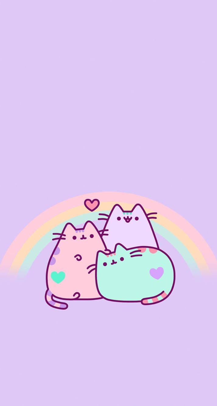 Adorabile pisici Pusheen în culori pastelate aduc bucurie Fundal