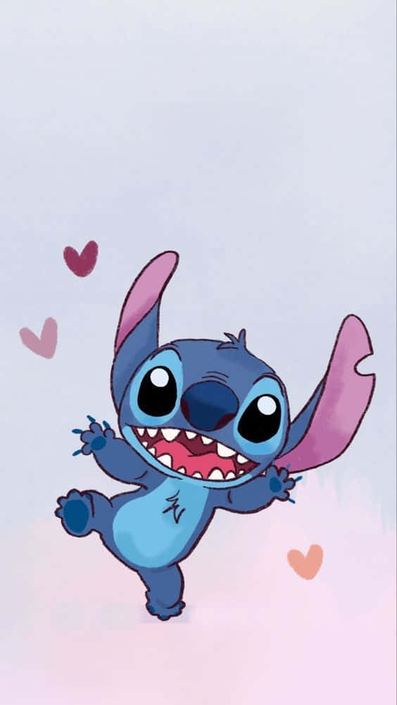 Adorabilul Stitch cu inimă Fundal