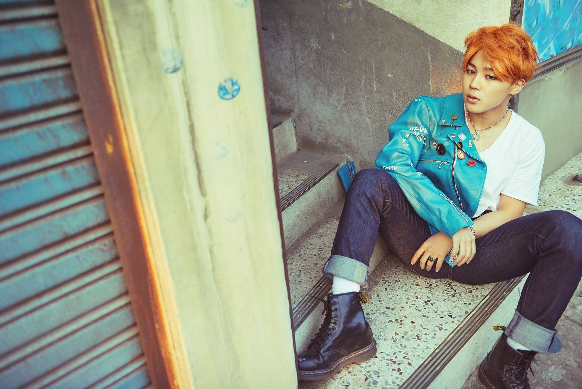 Aesthetic Bts Jimin Păr Portocaliu Fundal