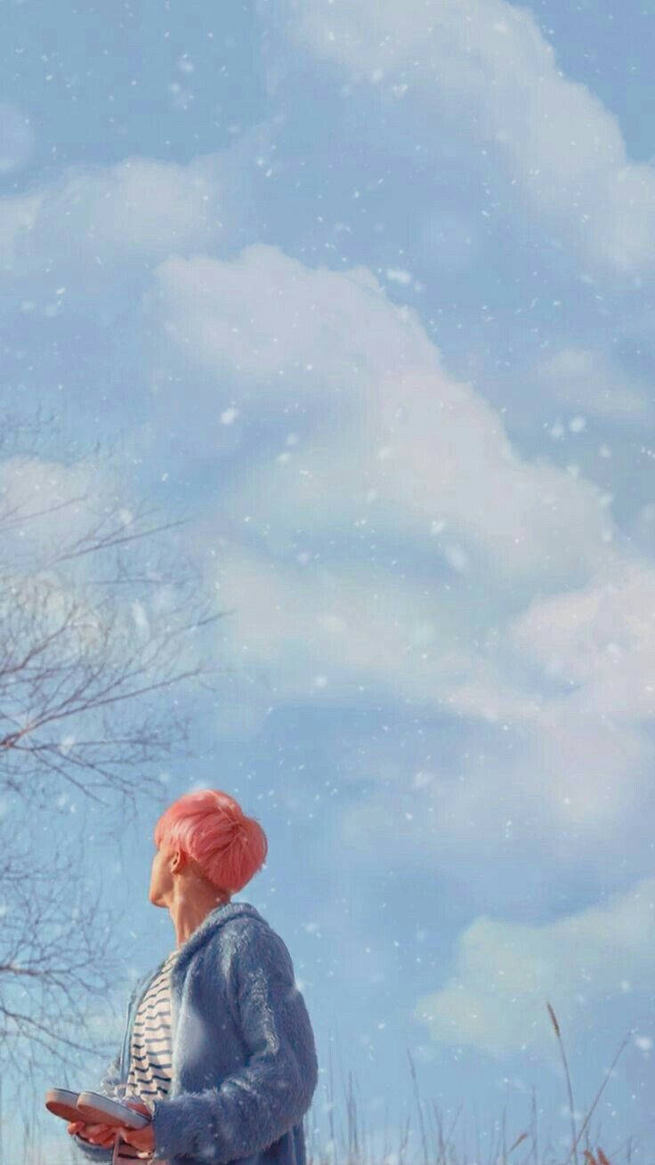Aesthetic BTS Jimin ținând o inimă Fundal