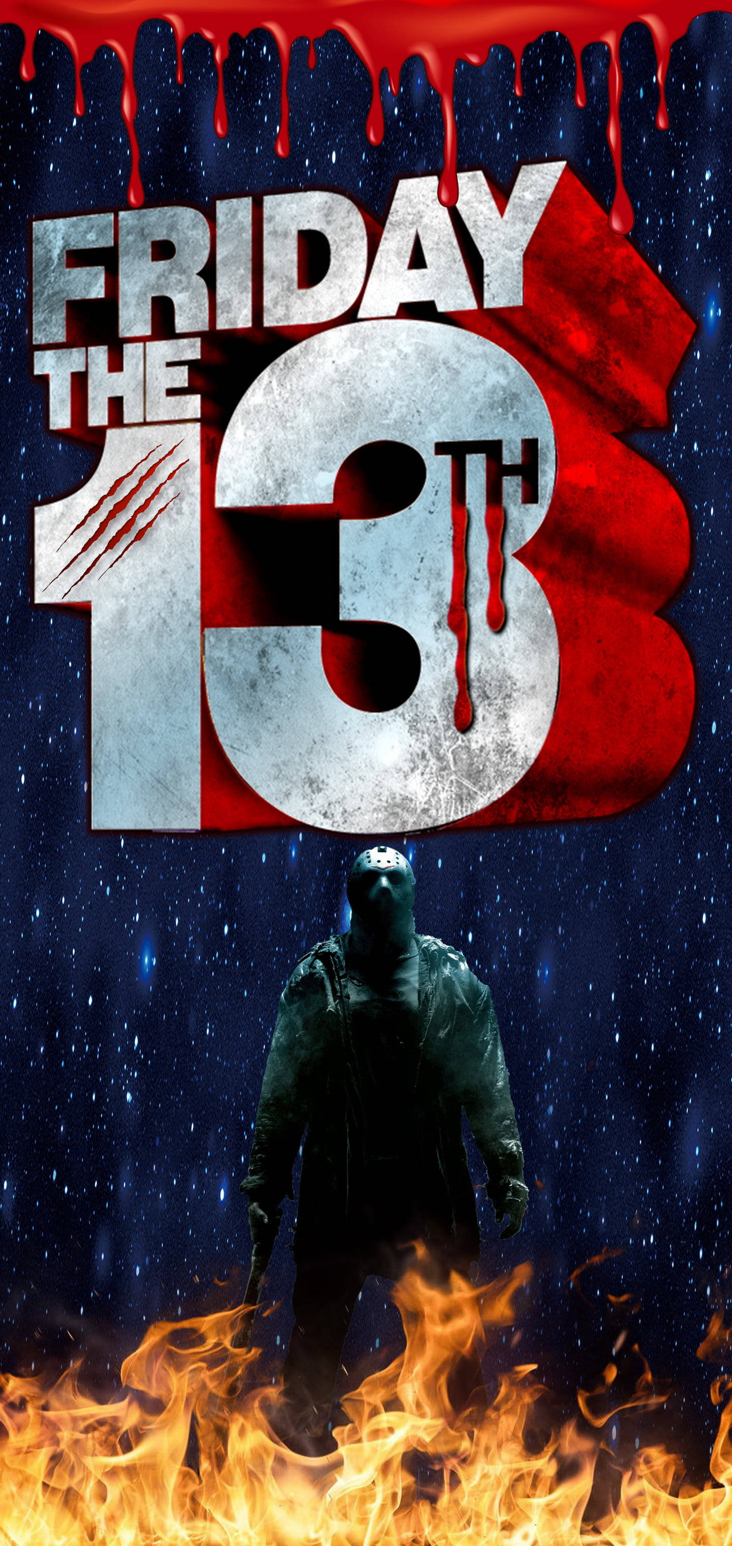 Afiș Sângeros de Film Friday the 13th Fundal