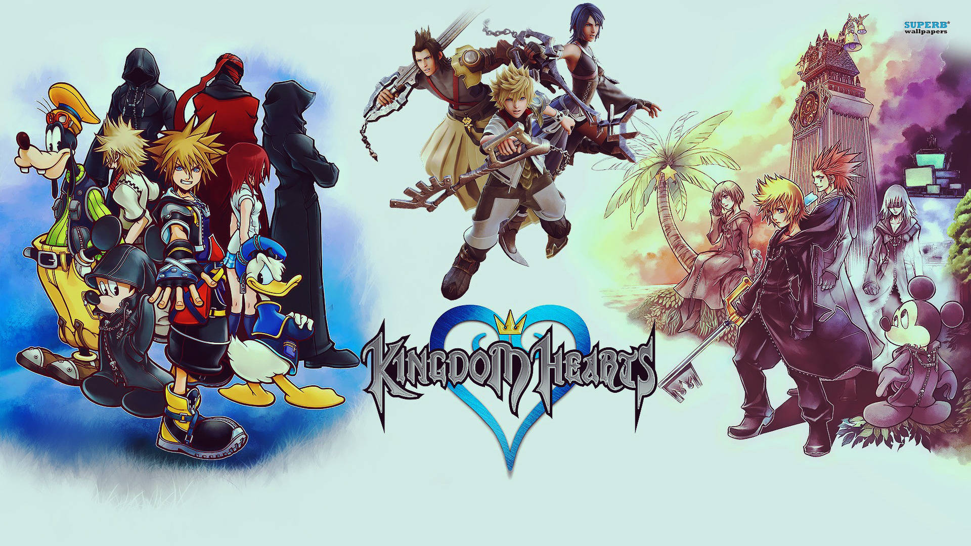 Afișaj cool cu logo-ul Kingdom Hearts Fundal