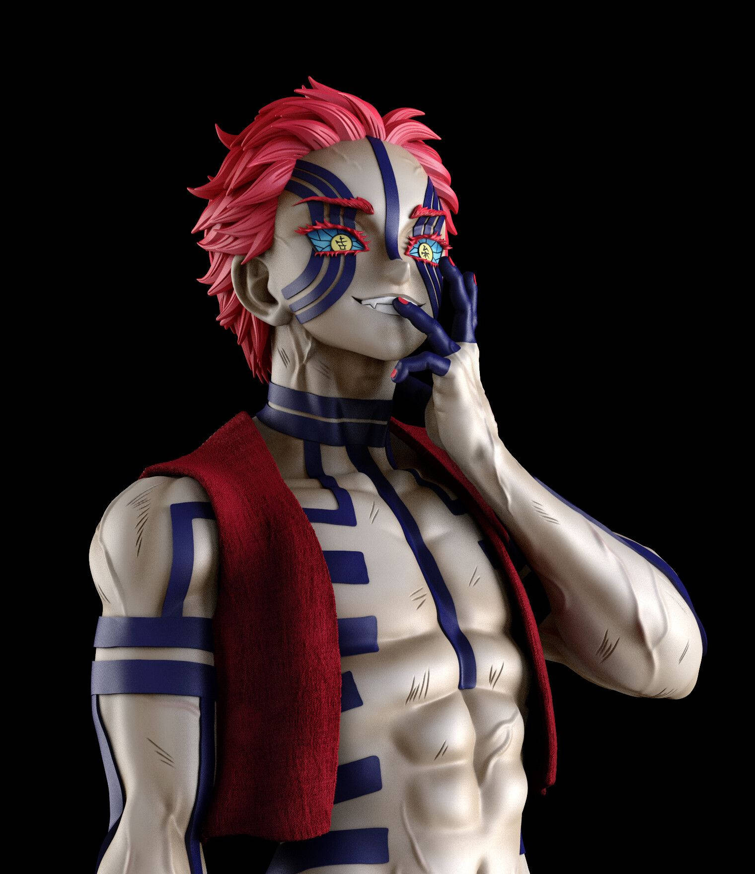 Akaza din Demon Slayer figurină anime sculptată Fundal