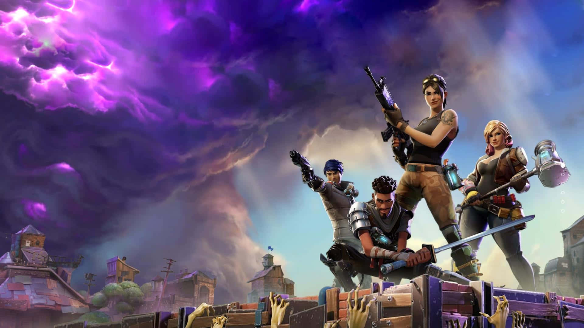 Alătură-te milioanelor de jucători Fortnite și luptă pentru Victory Royale. Fundal