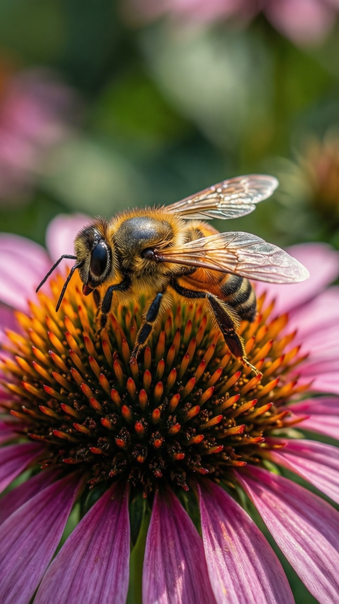 Albina pe Echinacea Fundal