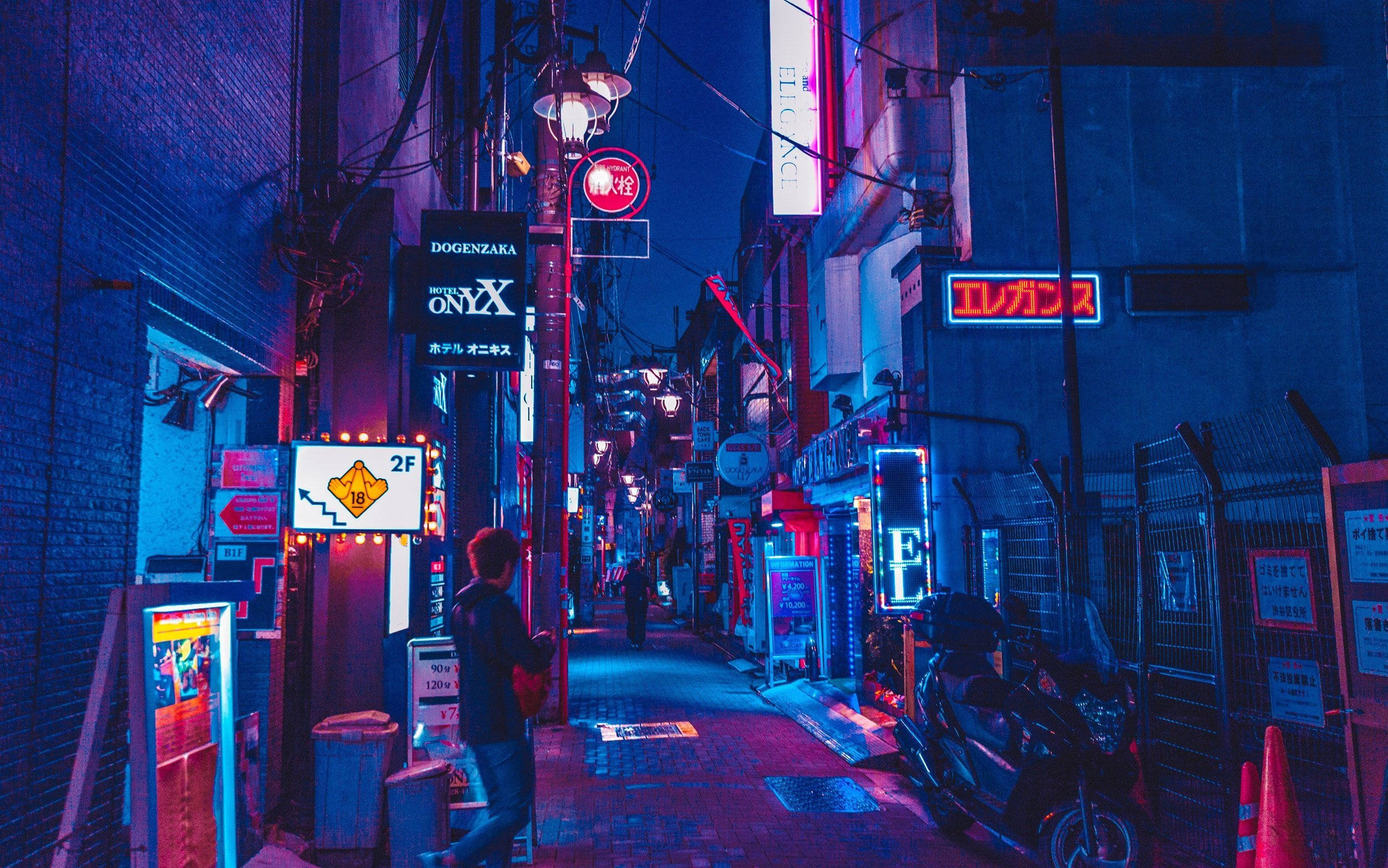 Aleea Anime Neon în Oraș Noaptea Fundal