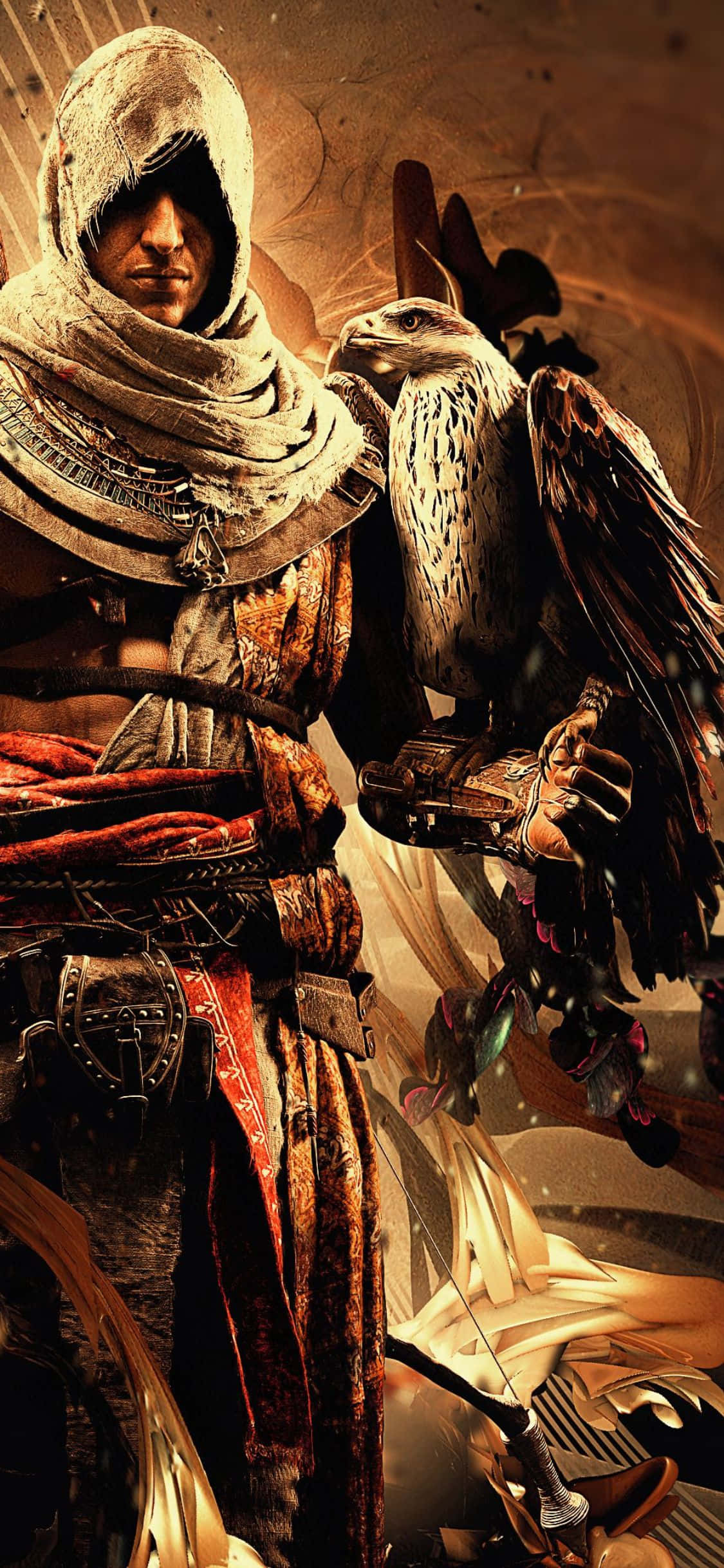 Alegeți-vă destinul și conduceți Fraternitatea cu wallpaper-ul iPhone X Assassin's Creed Origins. Fundal