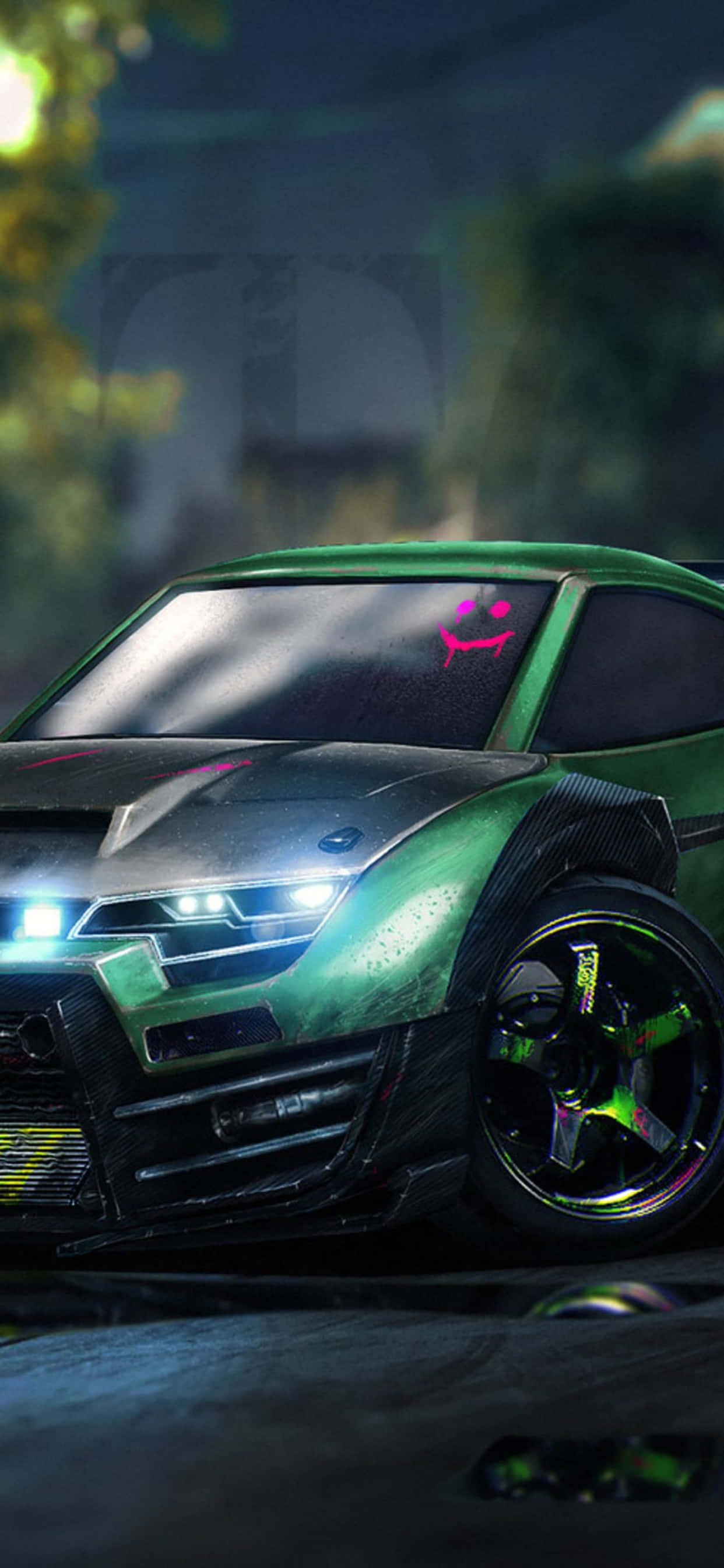 Alergă pe Teren într-o Navă Spațială Radicală în iPhone XS Max Rocket League Fundal