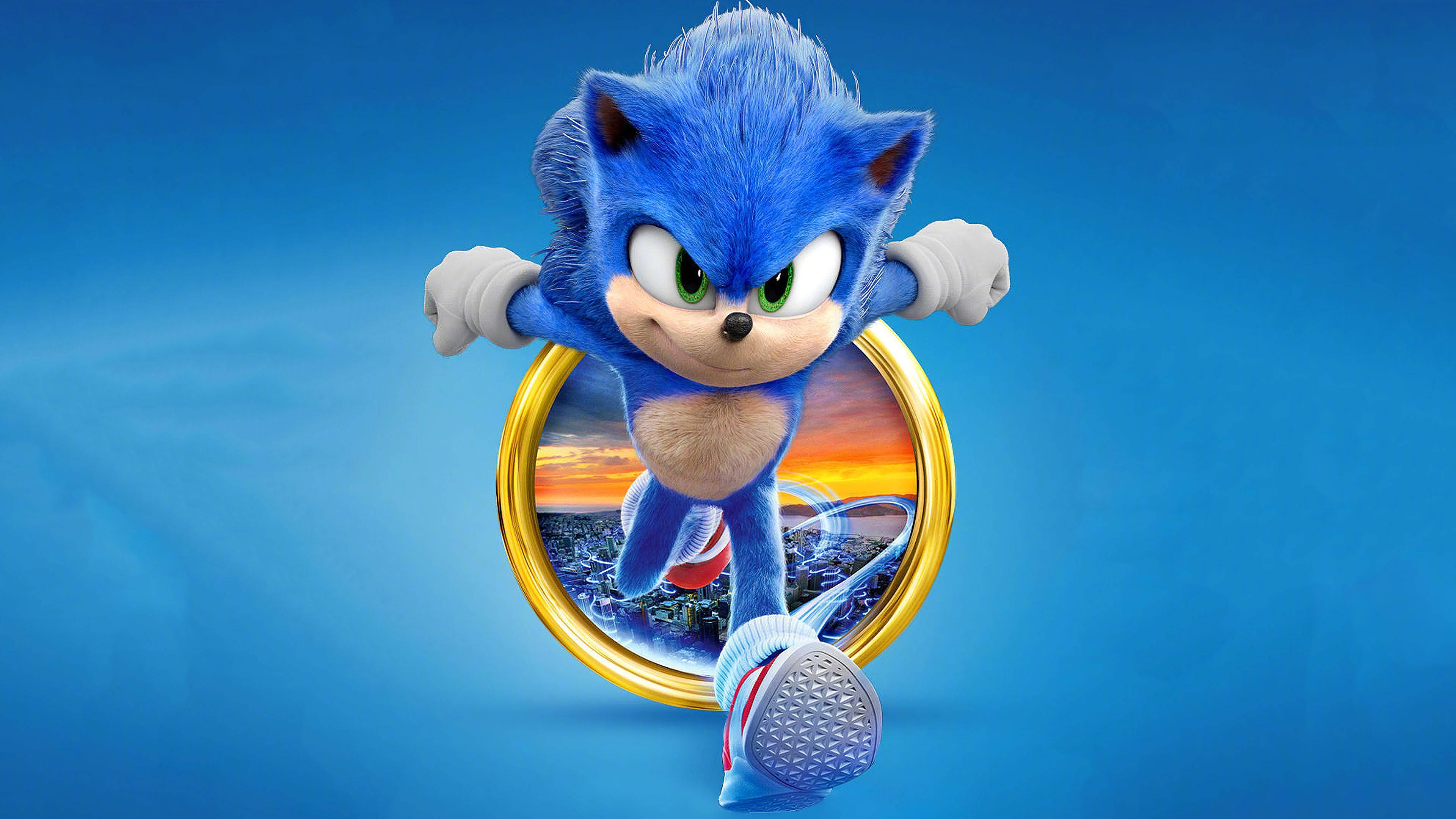 Alergarea lui Sonic The Hedgehog după un Inel de Aur Fundal