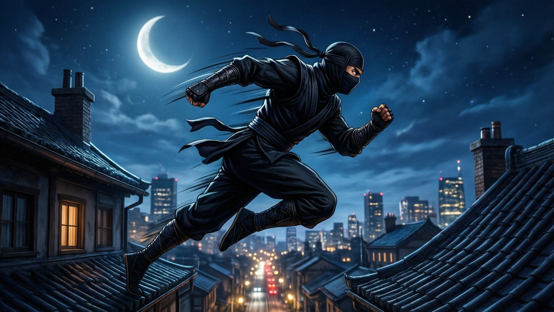 Alergător Ninja în Lumina Lunii Fundal
