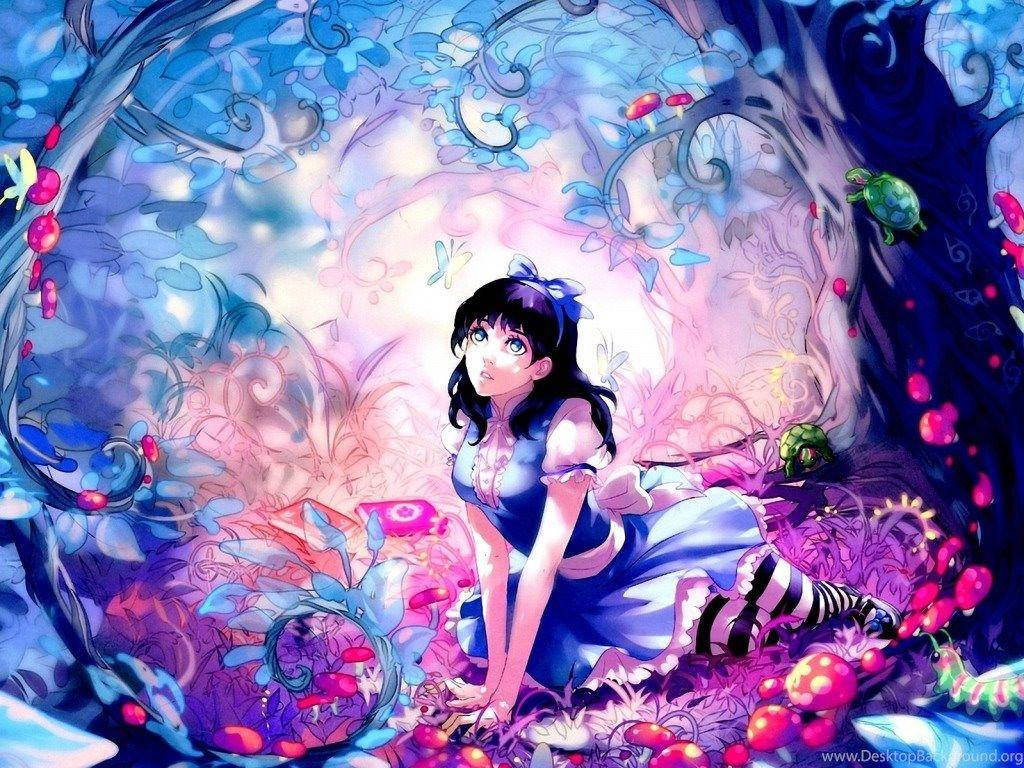 Alice Kawaii Anime în Țara Minunilor Fundal