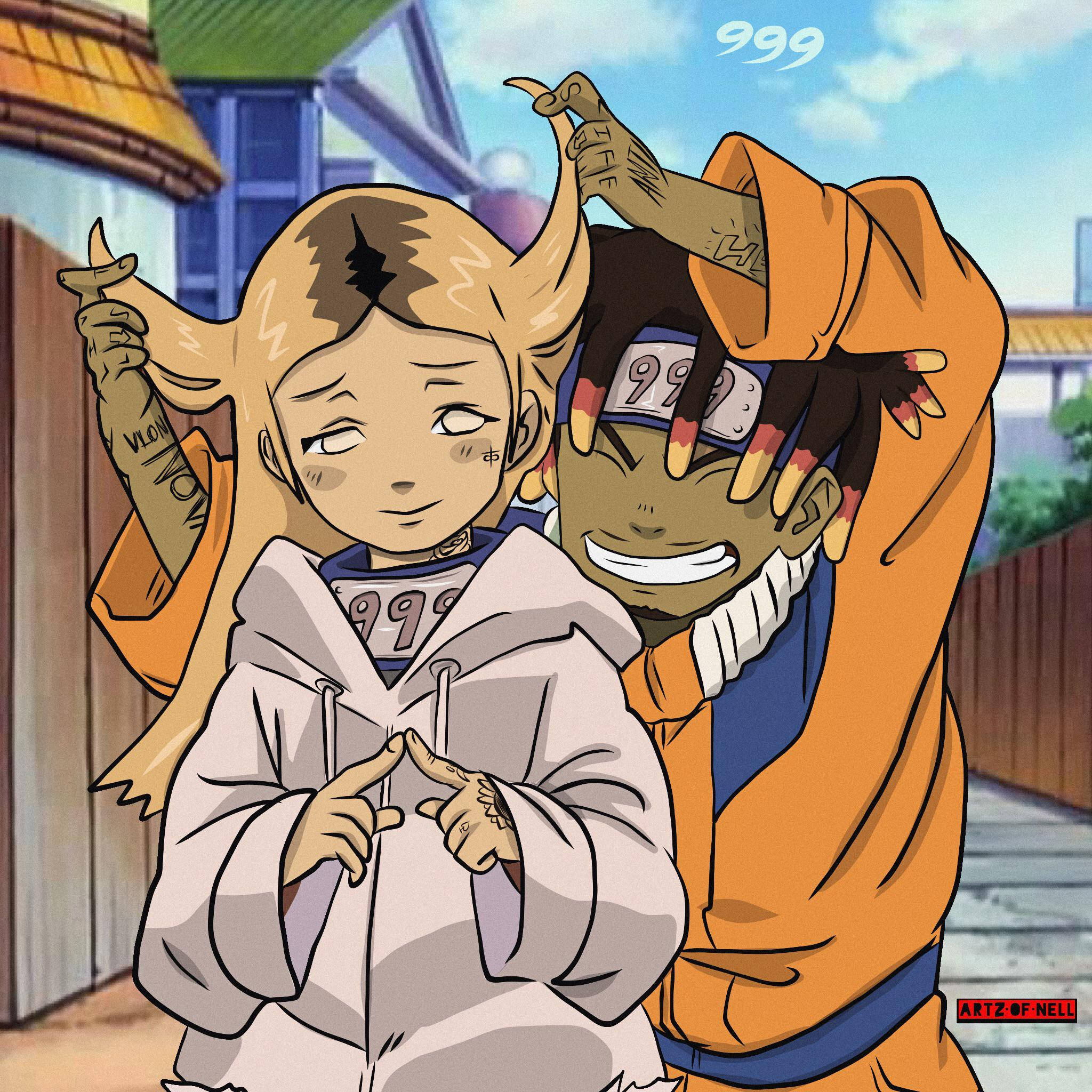 Ally și Juice Wrld Anime Naruto Fundal