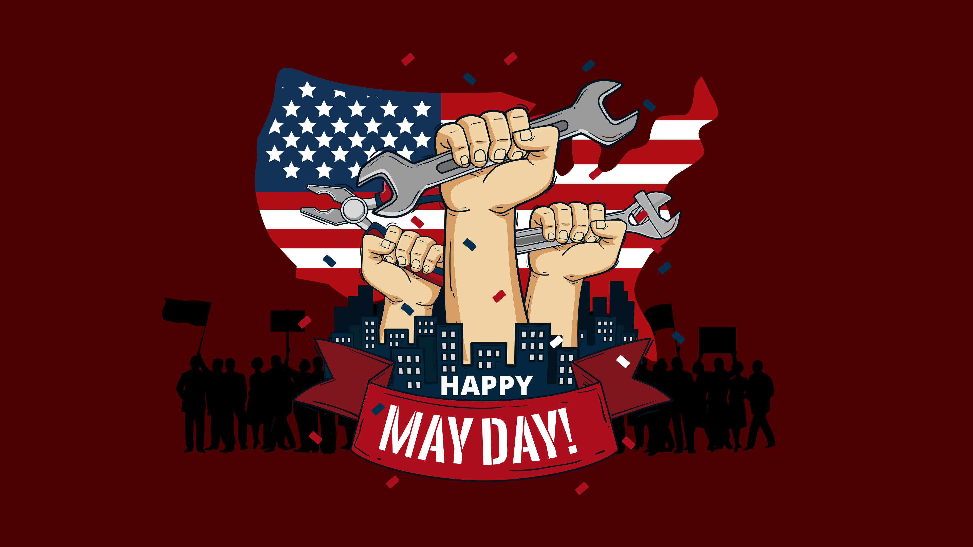 American Fericit 1 Mai Fundal