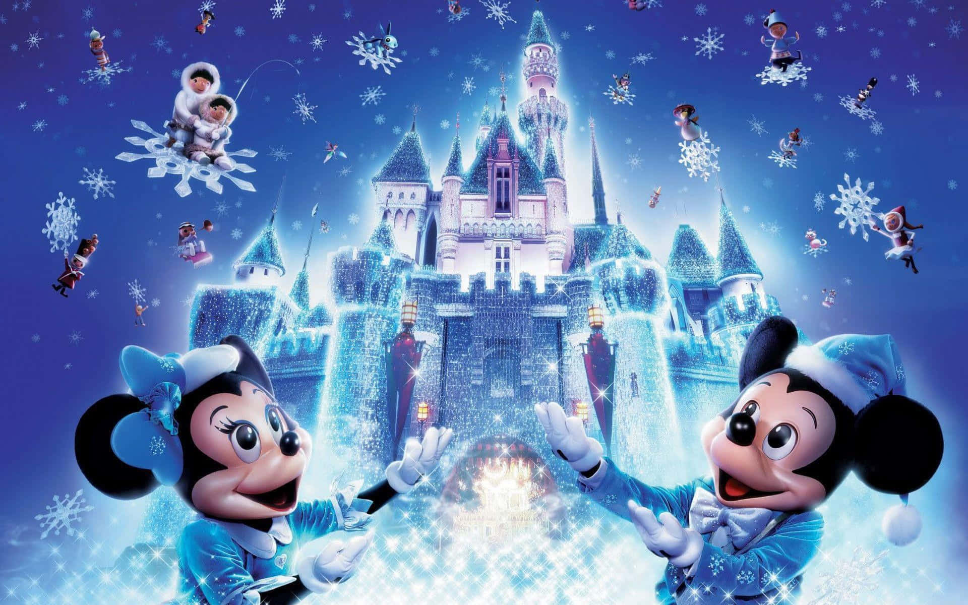 Amintiri vesele cu Albă ca Zăpada, într-un Crăciun Disney Fundal