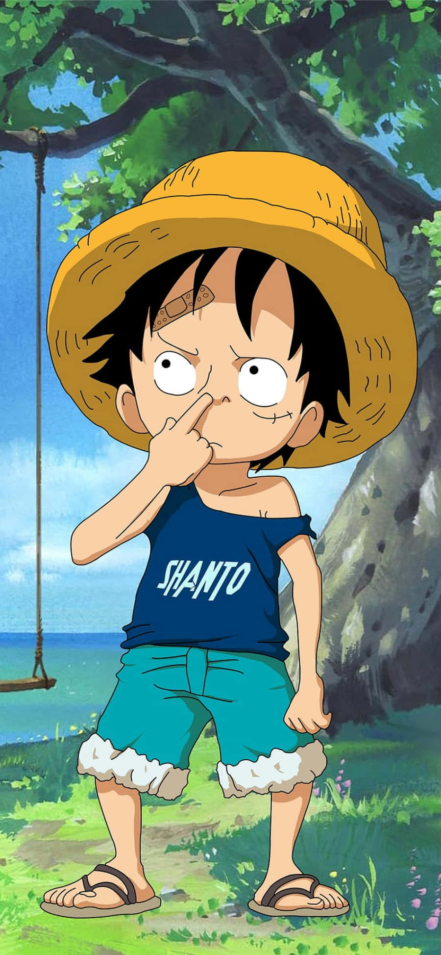 Chibi Luffy amuzant telefon Fundal