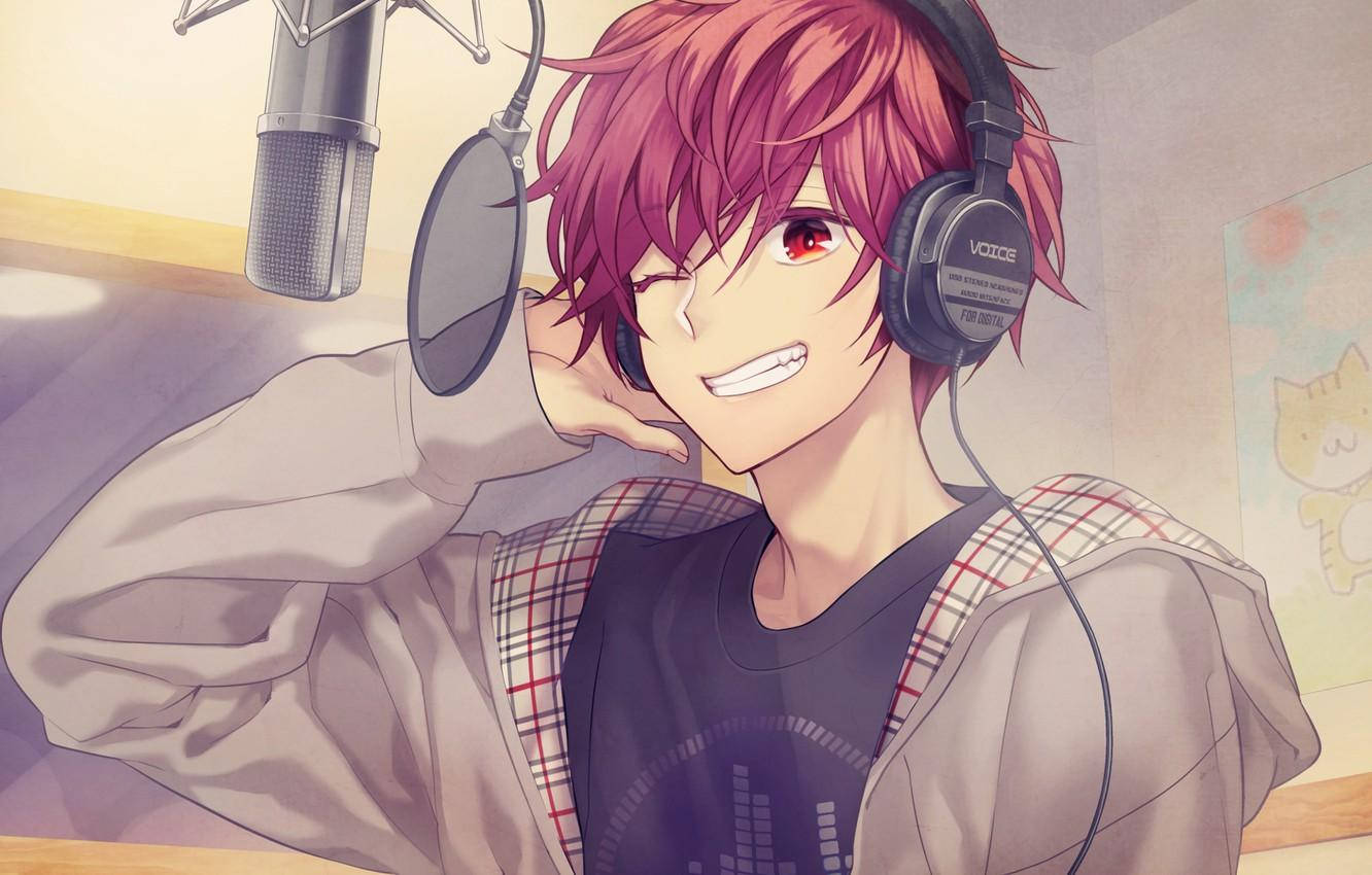 Animație Anime Băiat în Studio de Înregistrări Fundal