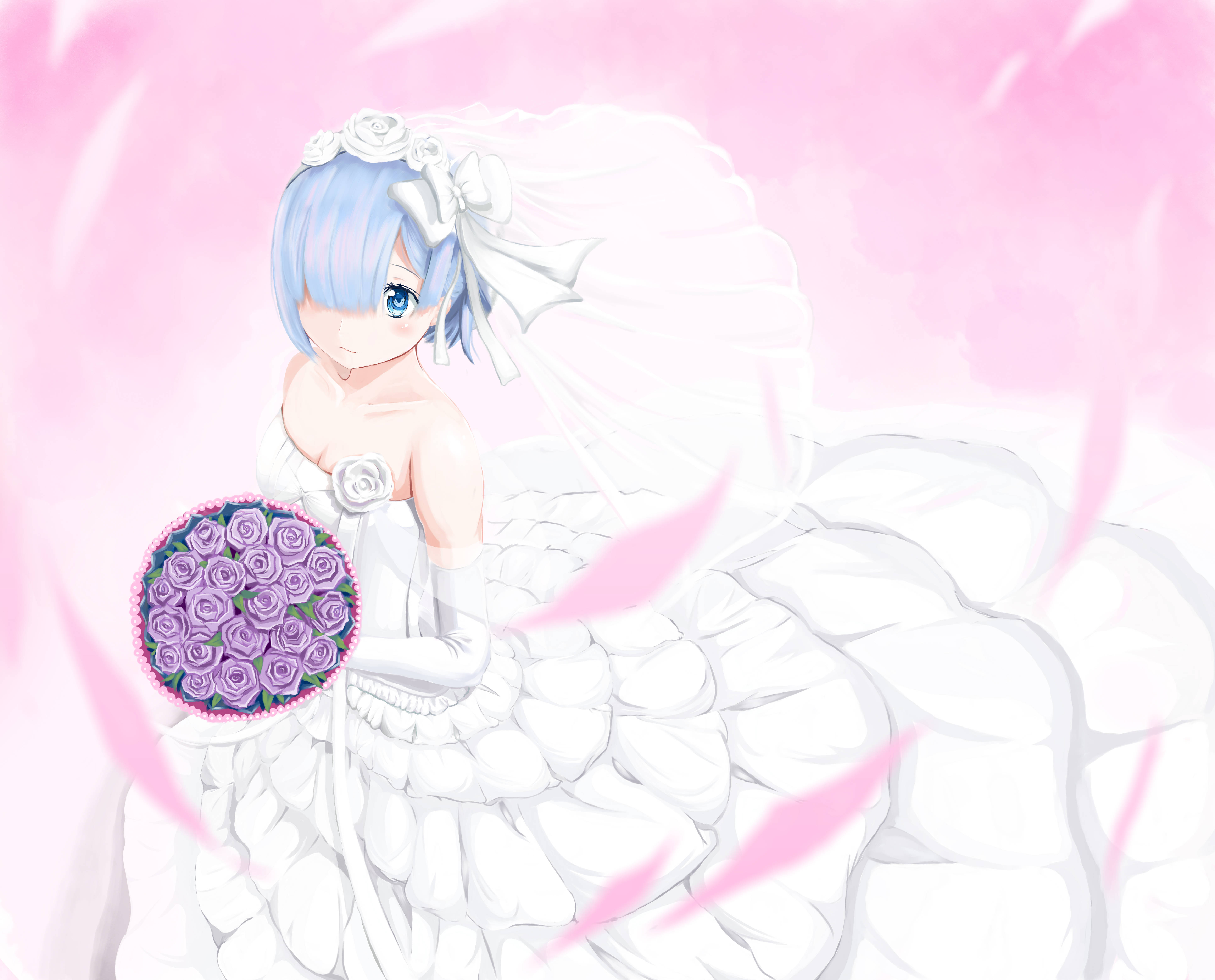 Anime 4K Rem Rochie de Mireasă Fundal