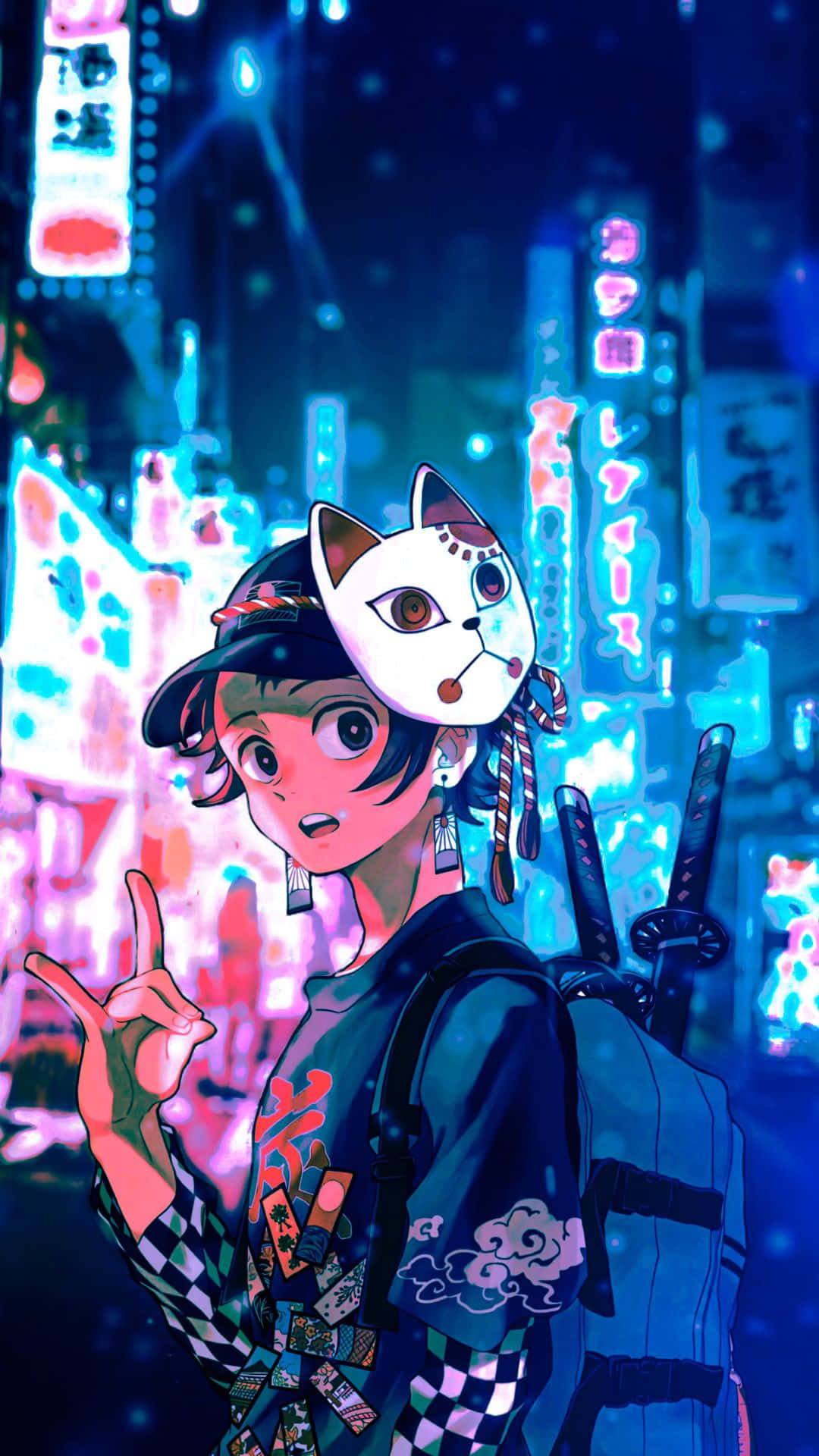 Anime Albastru Tanjiro Kamado Demon Slayer Fundal