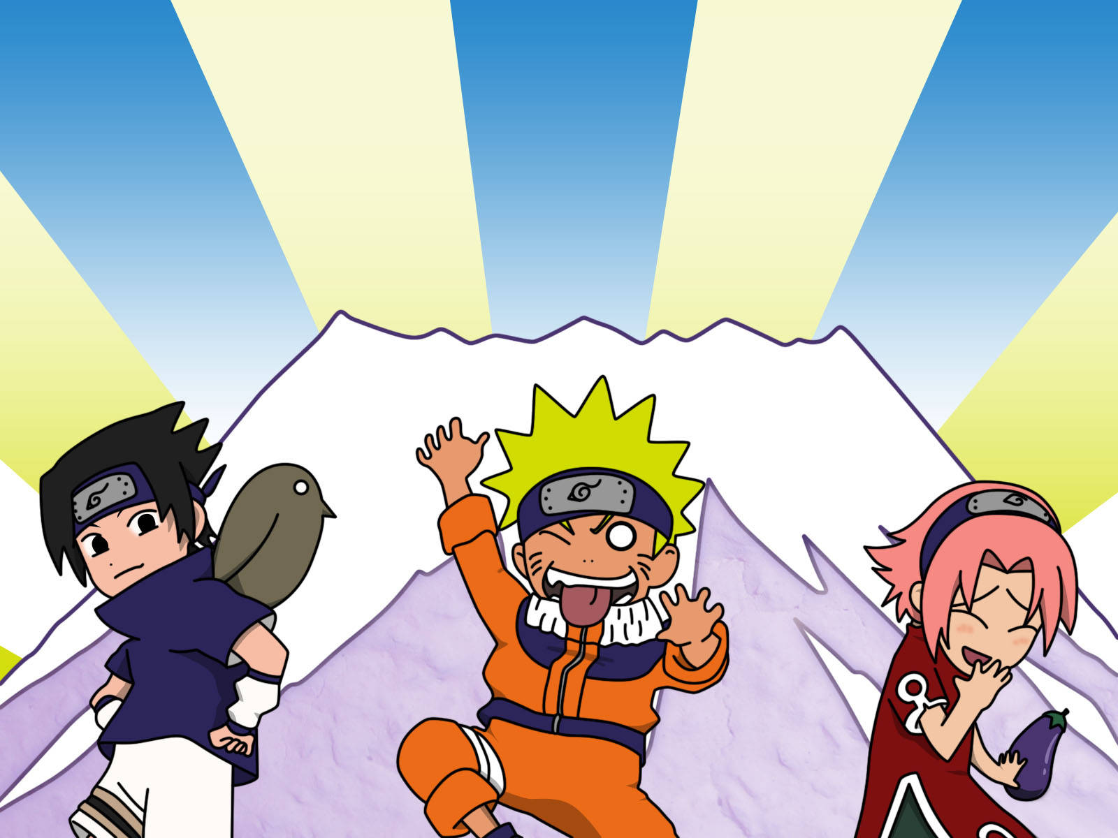 Anime amuzant Naruto în muntele înghețat Fundal
