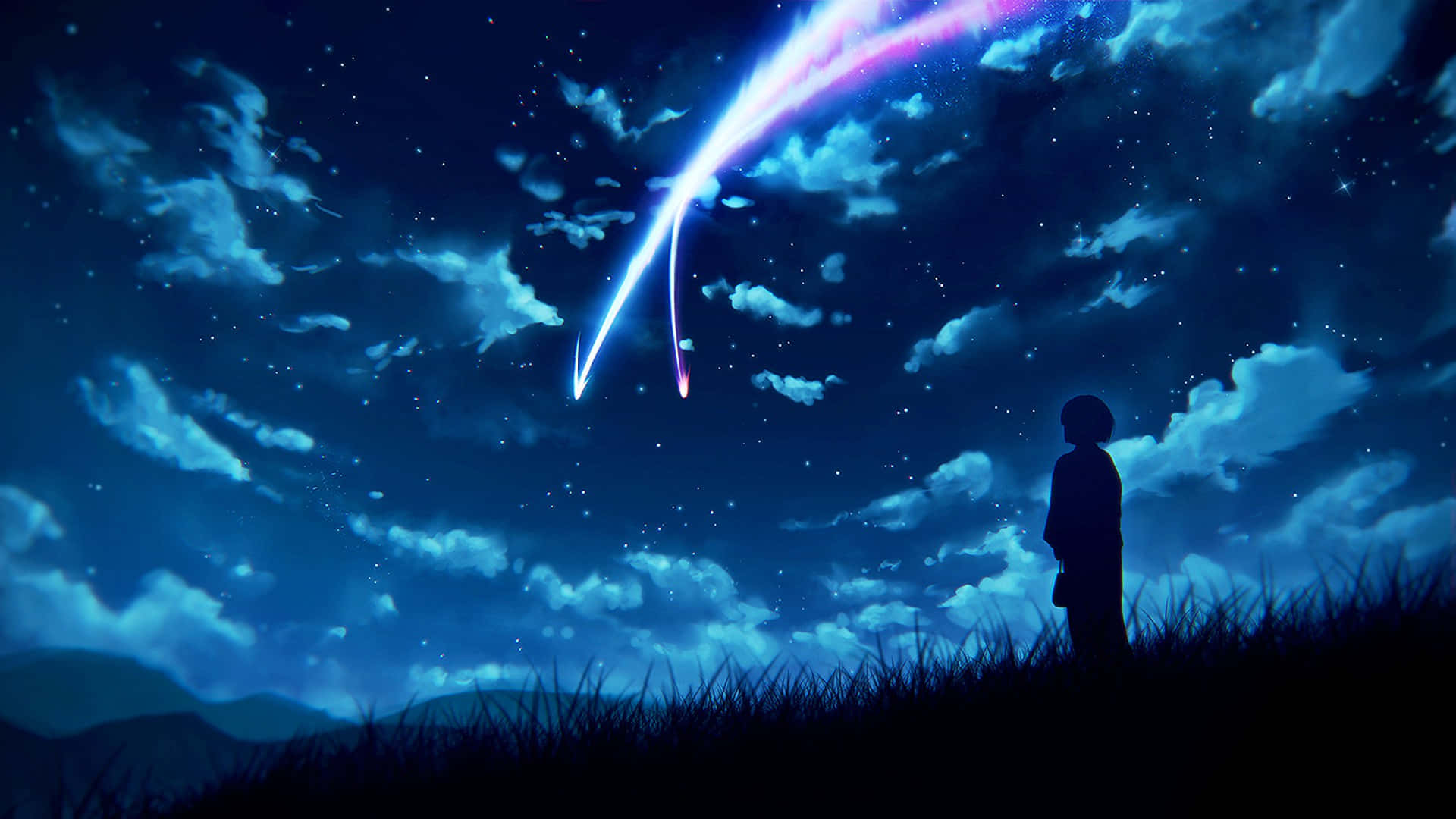 Anime Cer cu Stele Căzătoare Fundal