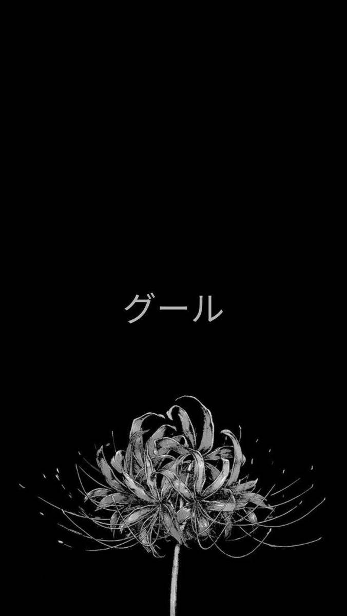 Anime estetic negru cu katakana Ghoul Fundal