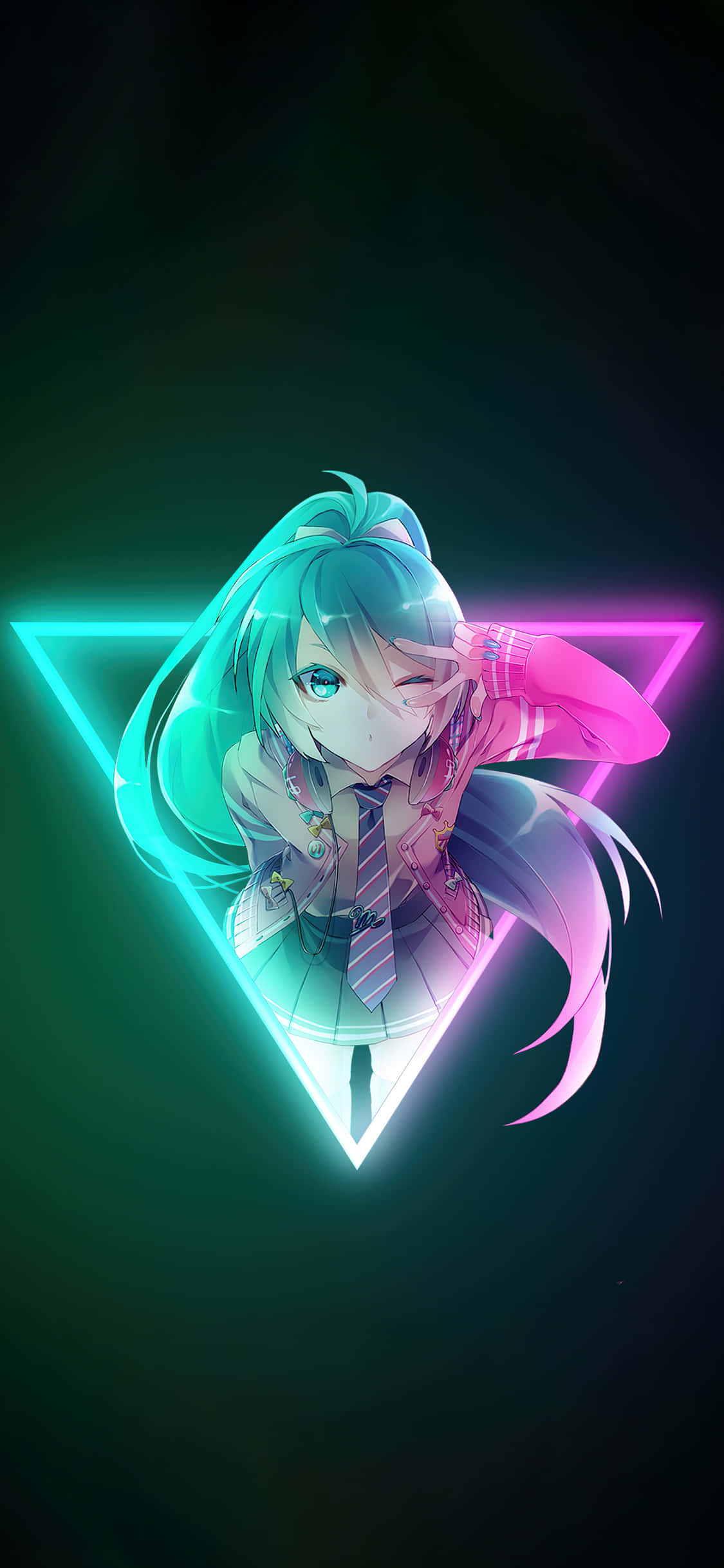 Anime Girl Neon Lock Screen Fundal