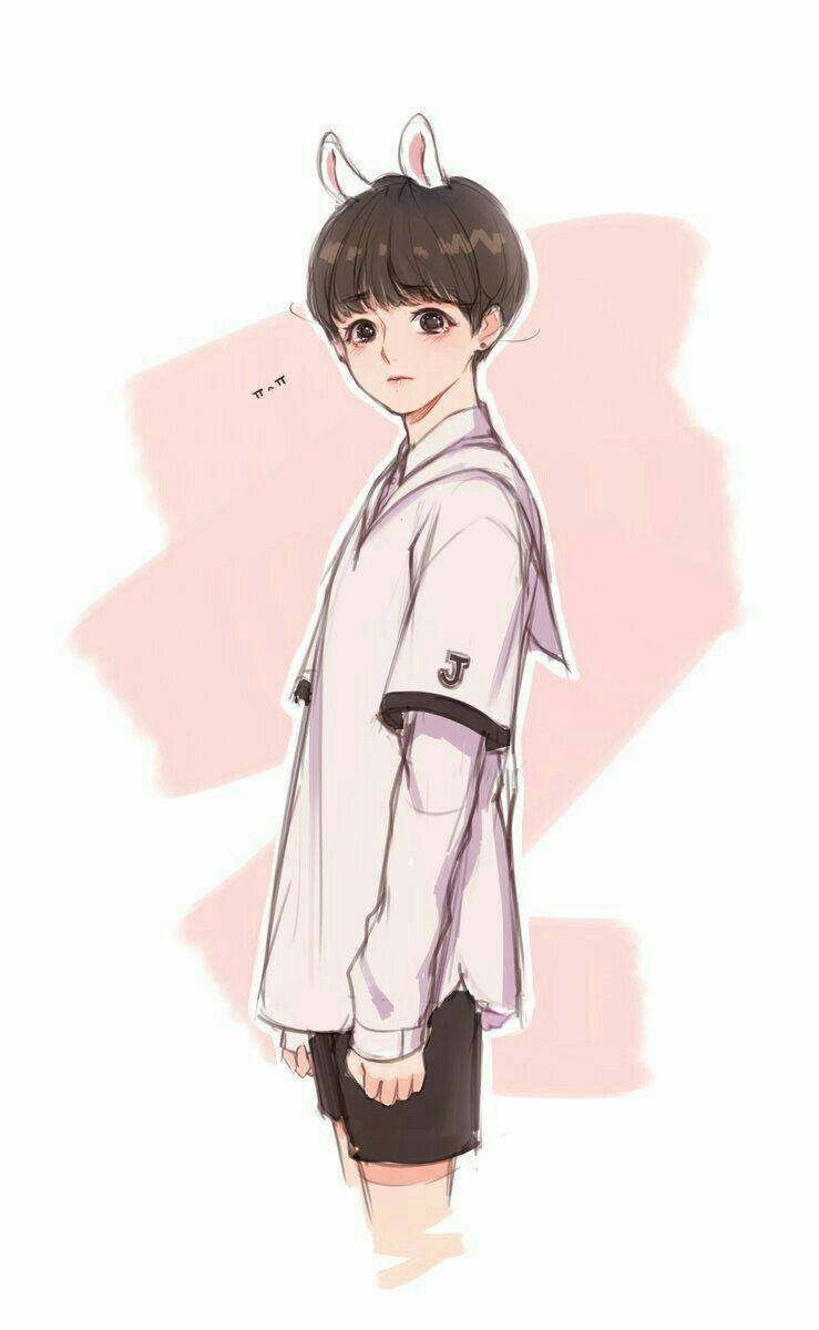 Anime Jungkook Roz Estetic Telefon Fundal